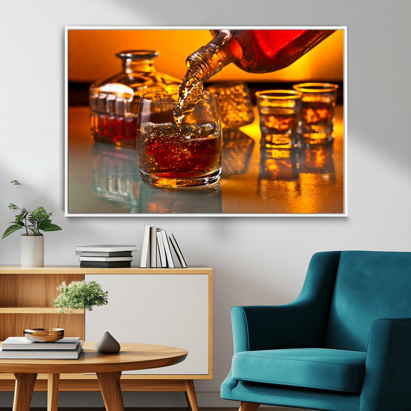 18250-MGV-FC-36X24_White-Whiskey Pour Wall Art – Captivating Whiskey Splash Canvas Print, Elegant Bar or Home Lounge Decor for Office, Man Cave or Living