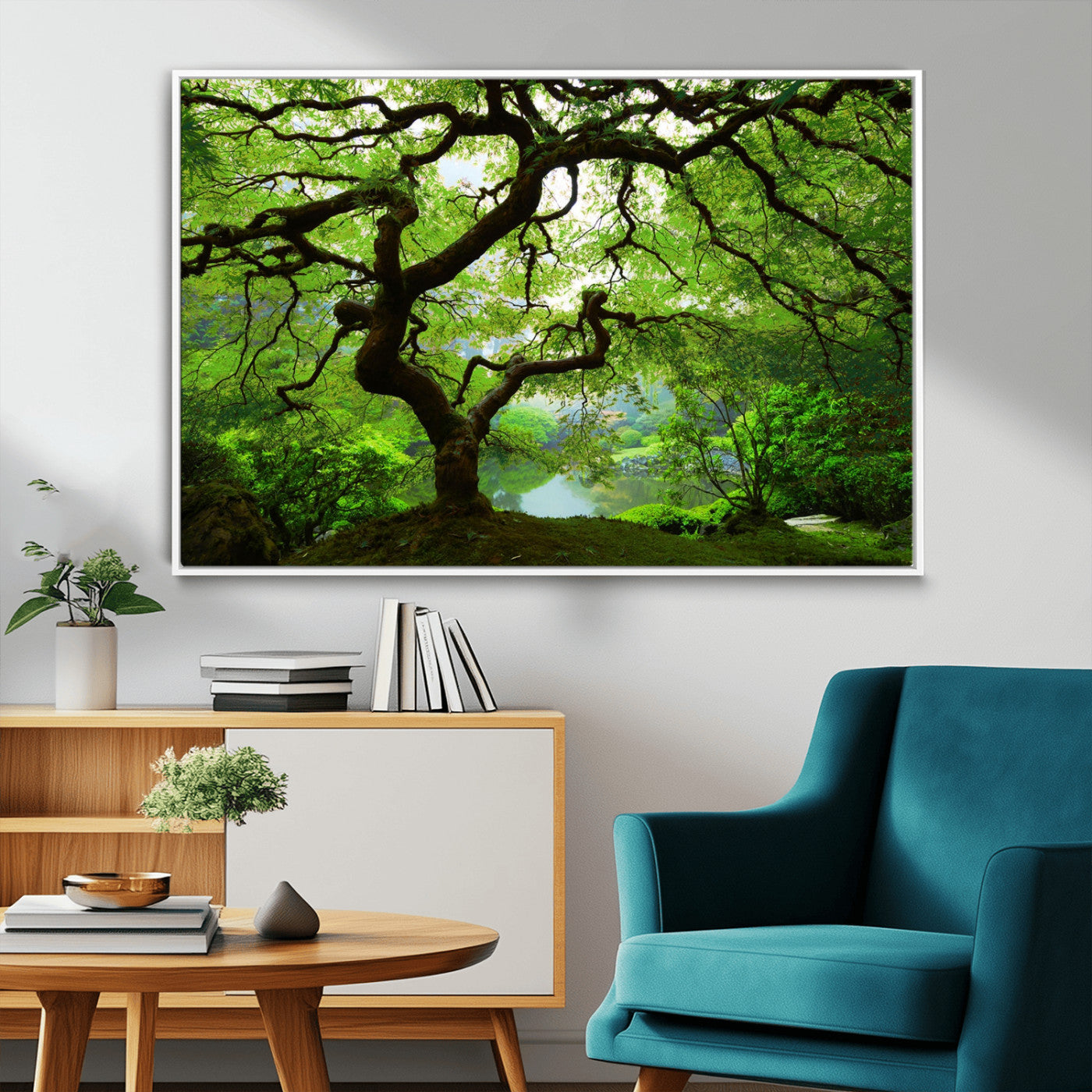 18094-MGV-CV-36X24-Emerald Canopy Wall Art – Panoramic Lush Green Tree Canvas Print, Serene Nature Decor for Office, Living Room or Meditation Space