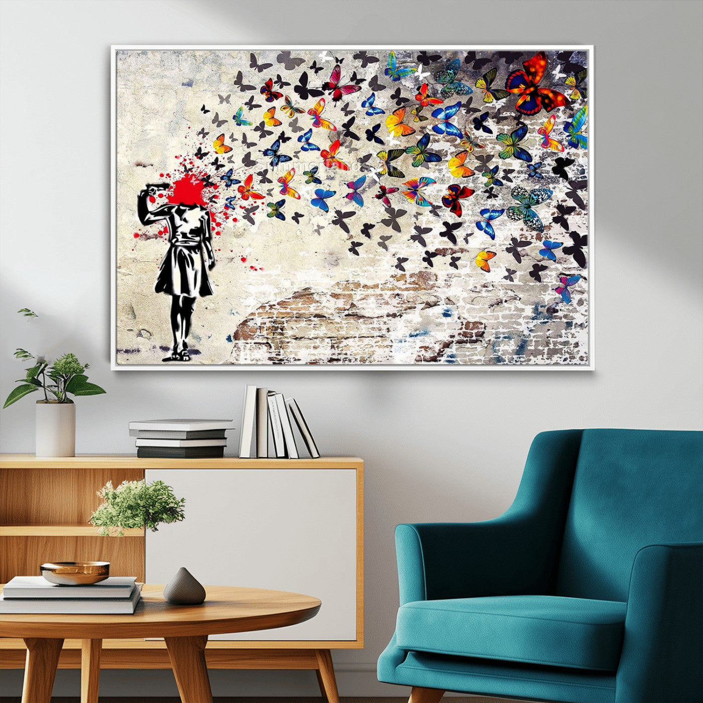 88654-MGV-CV-36X24-Butterfly Explosion Graffiti Wall Art – Street Art Canvas Print, Colorful Butterfly Spray Mural, Modern Abstract Urban Wall Decor