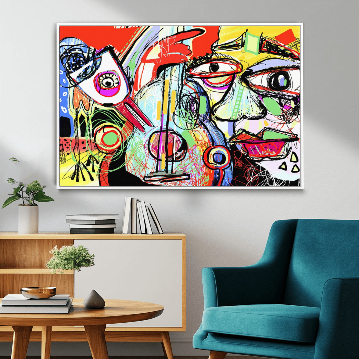 37796-MGV-CV-36X24-Picasso Style Wall Art Canvas Print, Framed Picasso Art Picture Print, Picasso Cubism Perfect Modern Abstract Decor Artwork