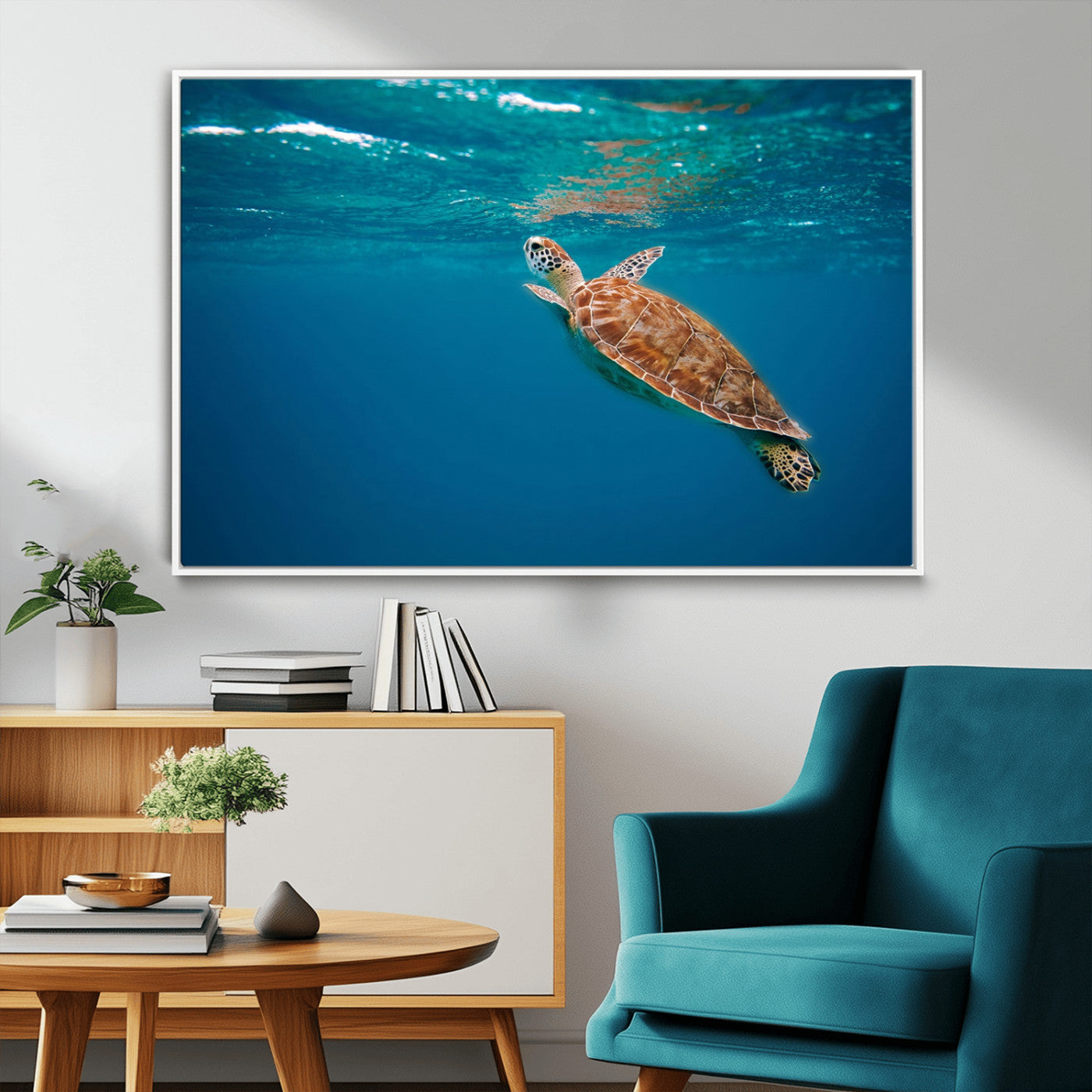 91440-MGV-CV-36X24-Sea Turtle Wall Art – Ocean Turtle Canvas Print, Underwater Marine Life Decor for Living Room, Office, Beach House or Bathroom