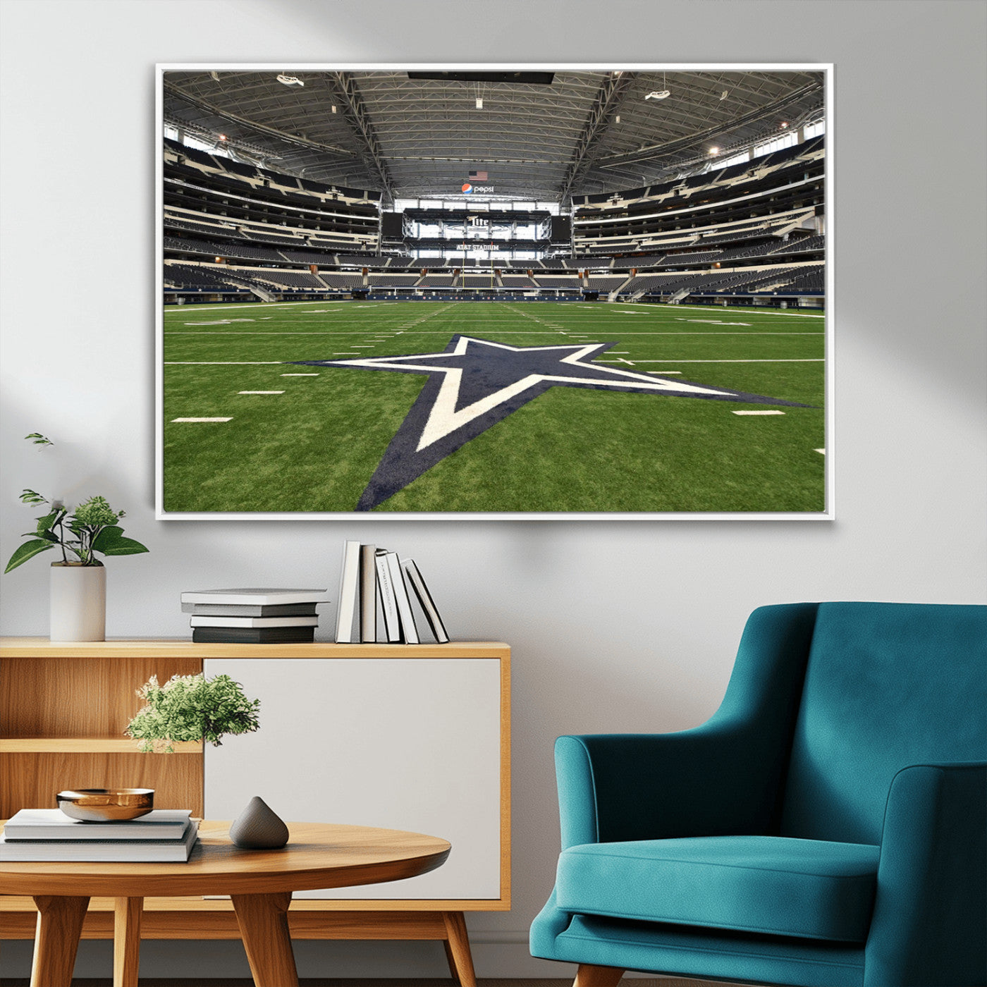 14834-MGV-CV-36X24-Dallas Att Stadium Wall Art Canvas Print, Framed Texas NFL Stadium Art Picture Print, American Football Stadium Perfect Sports