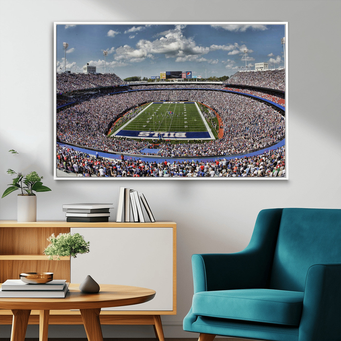 76491-MGV-CV-36X24-Buffalo Bills Stadium Wall Art Canvas Print, Framed Bills Stadium Art Picture Print, Highmark Stadium Perfect Sport Room Decor