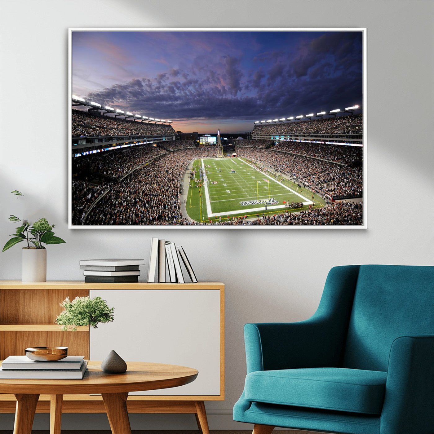 52712-MGV-CV-36X24-Gillette Stadium Field Wall Art Canvas Print, Framed Massachusetts Stadium Art Picture Print, Gillette Stadium Perfect Sport Room