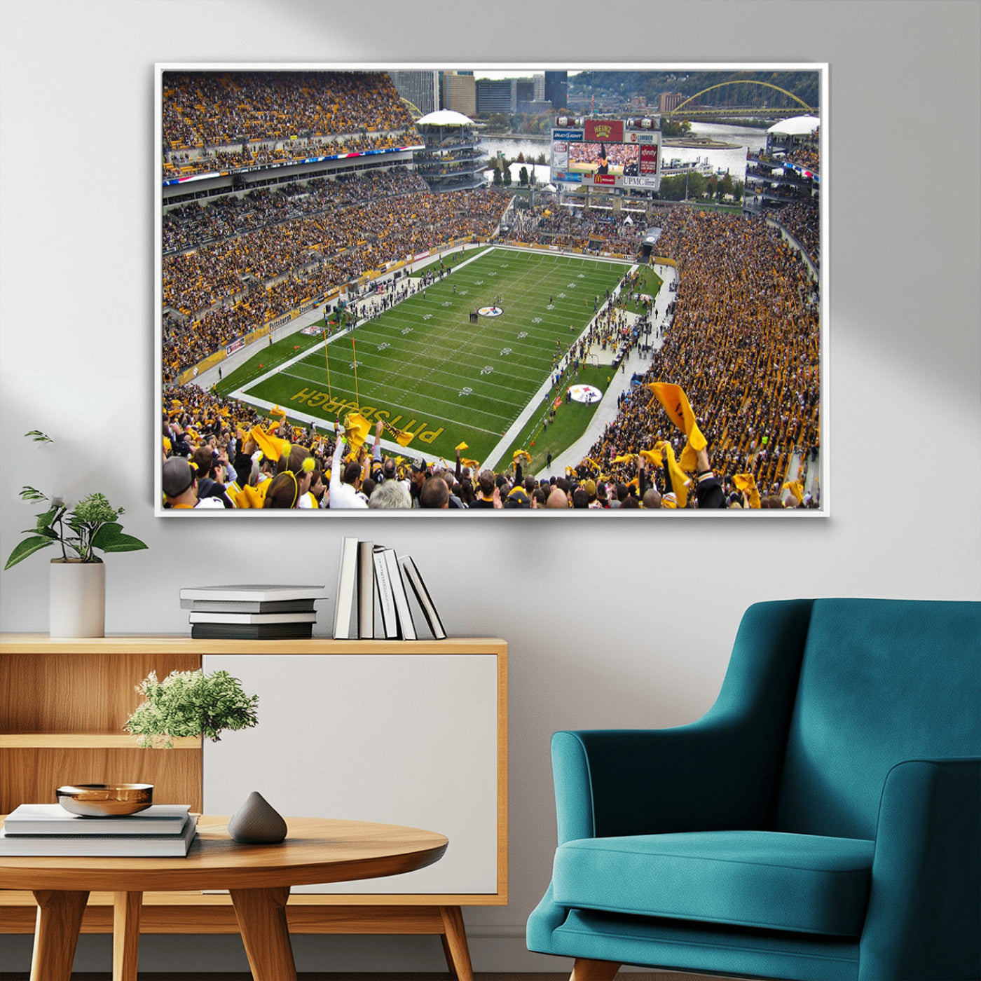 51419-MGV-FC-36X24_White-Heinz Field Wall Art Canvas Print, Framed Pittsburgh Stadium Field Art Picture Print, Heinz Stadium Field Perfect Sports Room