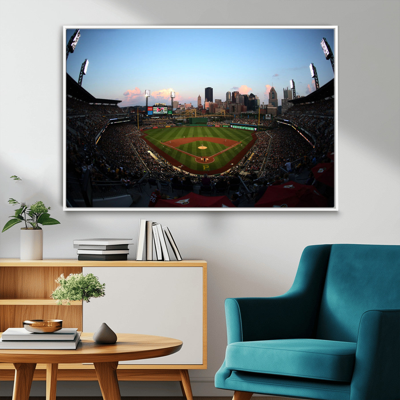 67670-MGV-CV-36X24-PNC Park Stadium Wall Art Canvas Print, Framed Pittsburgh Pirates Stadium Art Picture Print, PNC Park Field Perfect Sport Room