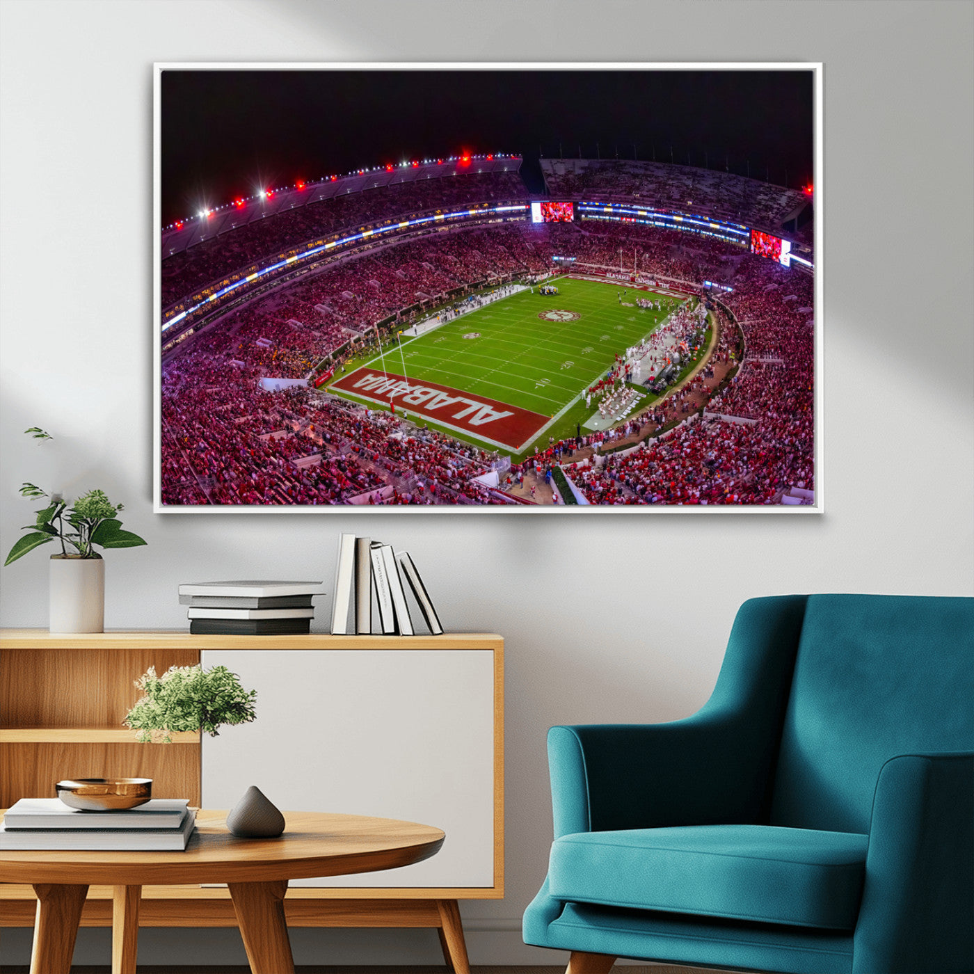 11343-MGV-FC-36X24_White-Bryant-Denny Stadium Wall Art – Panoramic Alabama Crimson Tide Football Field Canvas Print, Game Day Decor for Office, Man Cave or