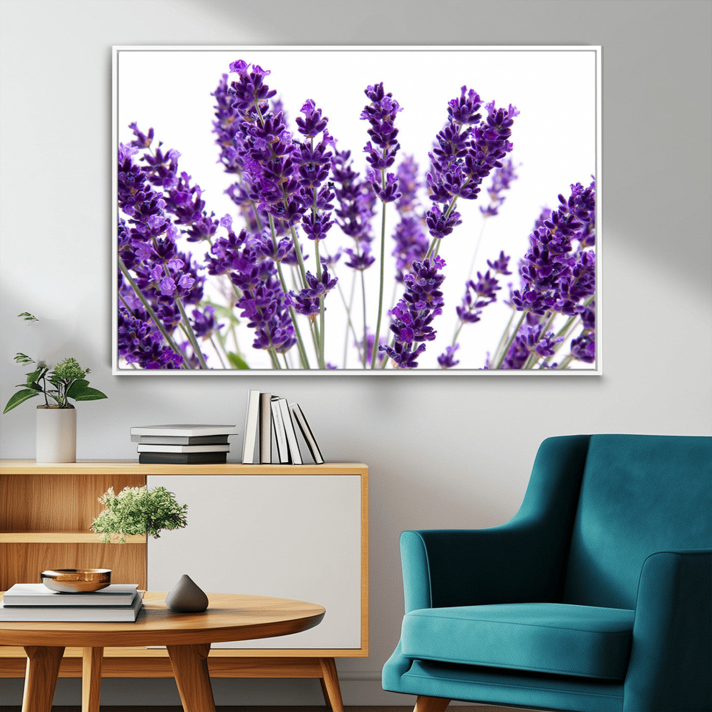 84456-MGV-FC-36X24_White-Lavender Wall Art – Botanical Canvas Print Featuring Purple Floral Stems, Fresh Nature Inspired Artwork for Living Room, Bedroom,