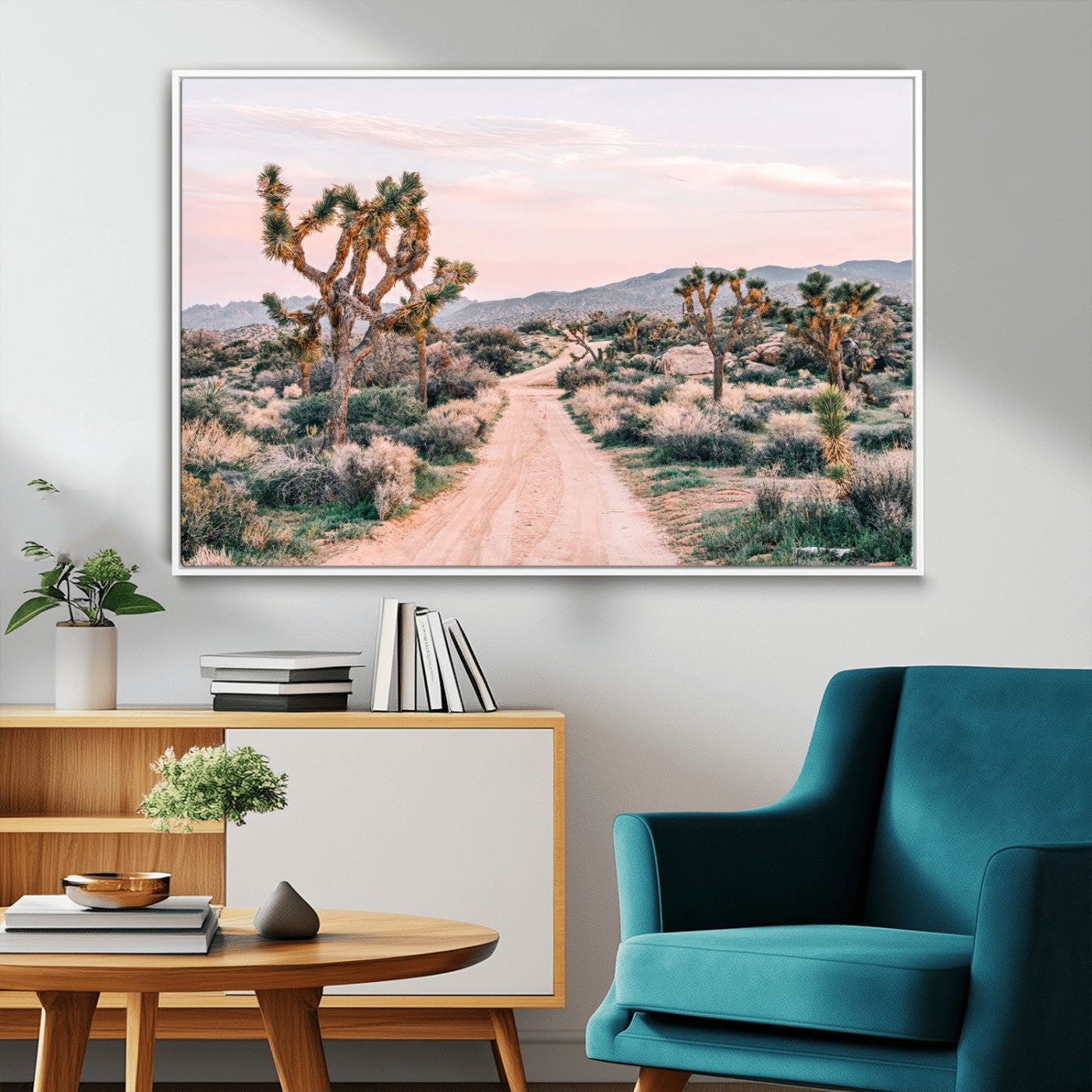 12540952-MGV-CV-36X24-Joshua Tree Park Wall Art Canvas Print, Framed Desert Road Art Picture Print, Sunset Drive Perfect Southwestern Boho Decor Artwork