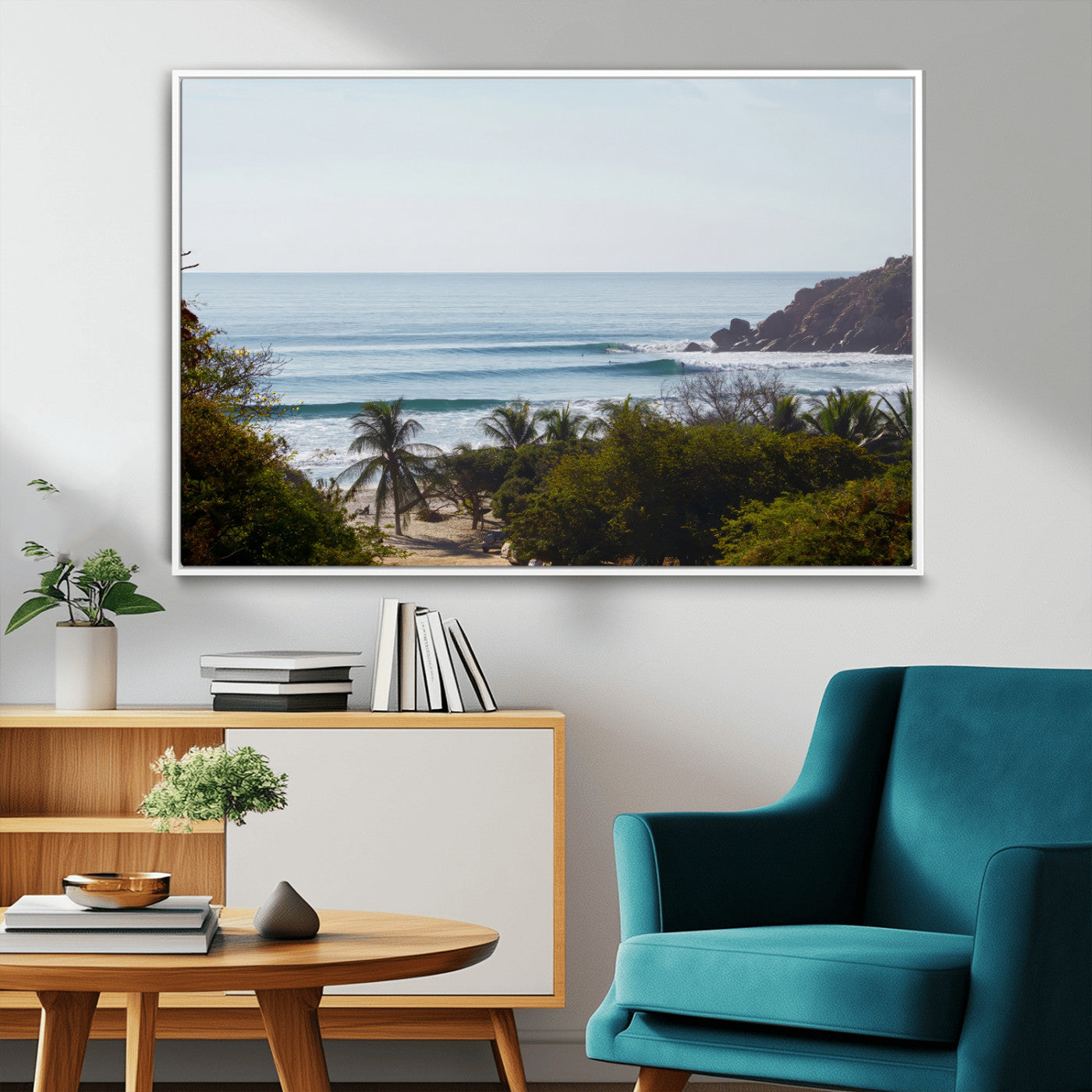 88336640-MGV-CV-36X24-Tropical Beach Scene Wall Art Canvas Print, Framed Coastal Photography Art Picture Print, Ocean Horizon Art Perfect Coastal Boho