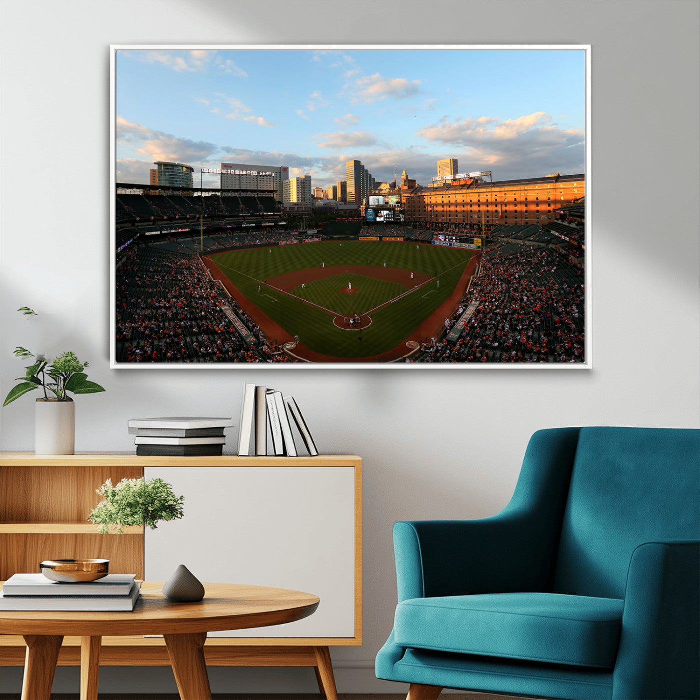 22285236-MGV-CV-36X24-Baseball Stadium Sunset – Panoramic Ballpark Canvas Wall Art, Sports Decor for Office, Man Cave, Game Room, Sports Bar, Baseball