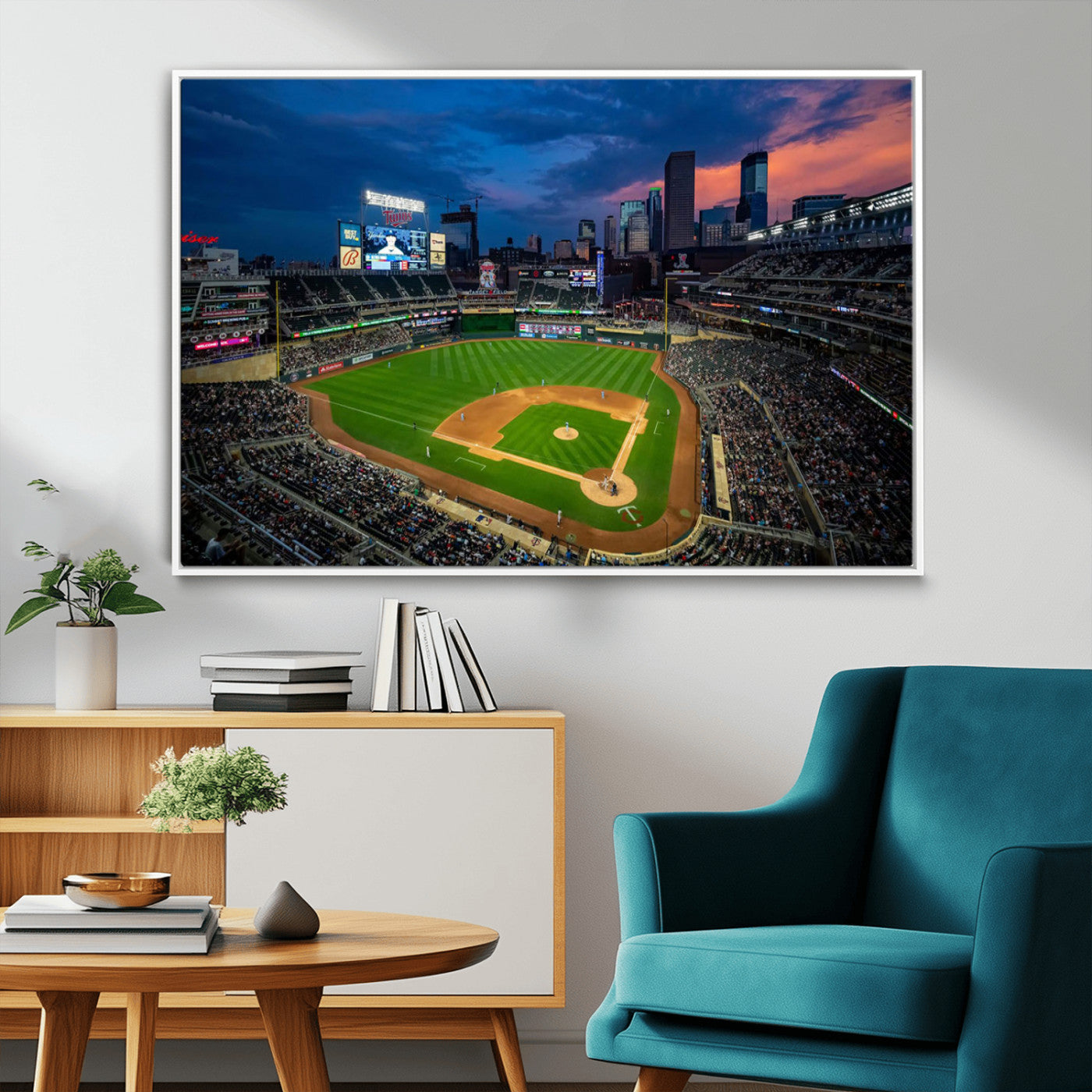 68222753-MGV-CV-36X24-Baseball Stadium Wall Art – Panoramic Night Game Canvas Print, Sports Decor for Man Cave, Office, Bar, or Living Room