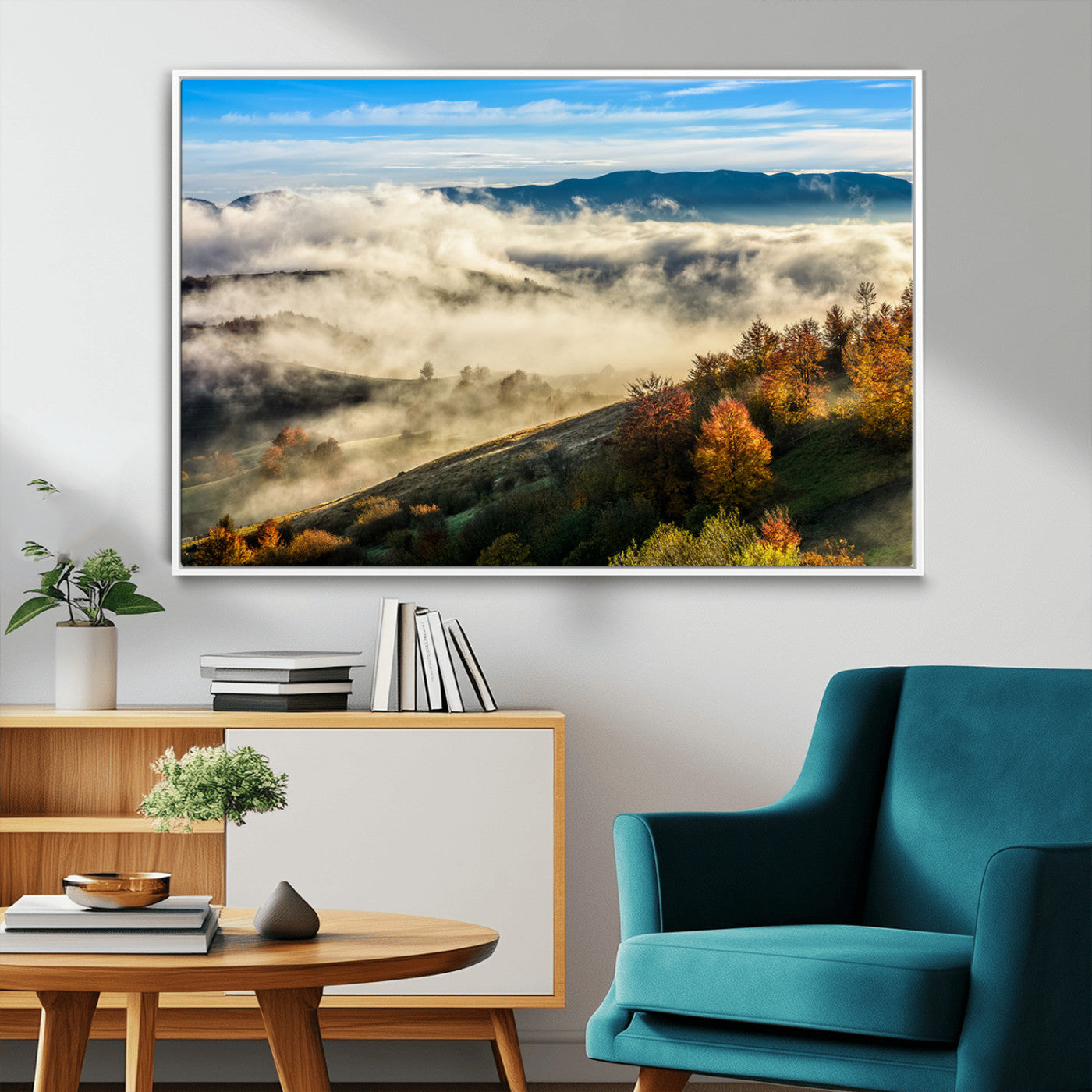 21551192-MGV-FC-36X24_White-Landscape Wall Art – Autumn Mountain View Canvas Print, Scenic Nature Photography Decor for Bedroom, Living Room, Office, Cabin or