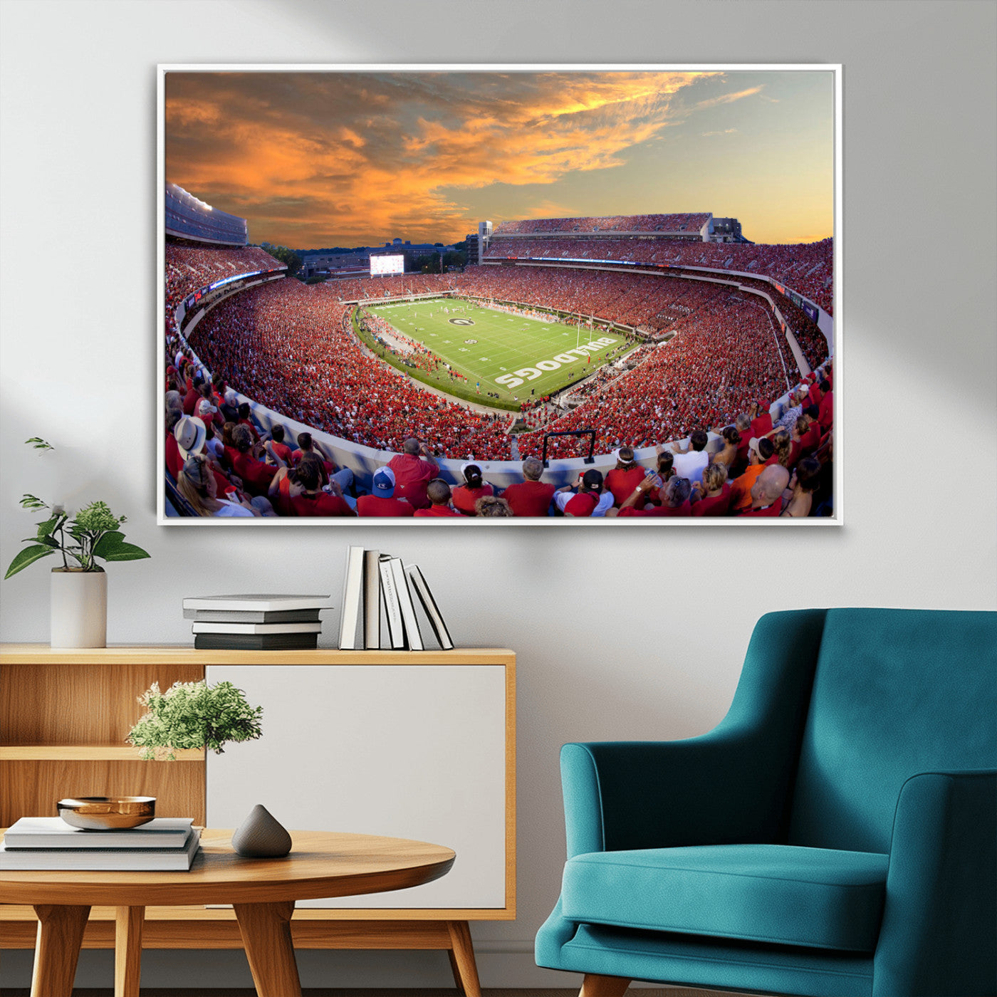 73680988-MGV-CV-36X24-Sanford Stadium Wall Art – Georgia Bulldogs Football Sunset Game Canvas Print, College Sports Decor for Man Cave, Bar, Office, or