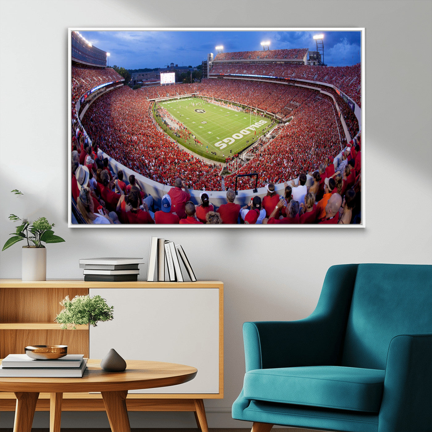 10244378-MGV-CV-36X24-Sanford Stadium Wall Art – Georgia Bulldogs Football Panoramic Evening Canvas Print, College Game Day Decor for Man Cave, Bar, or