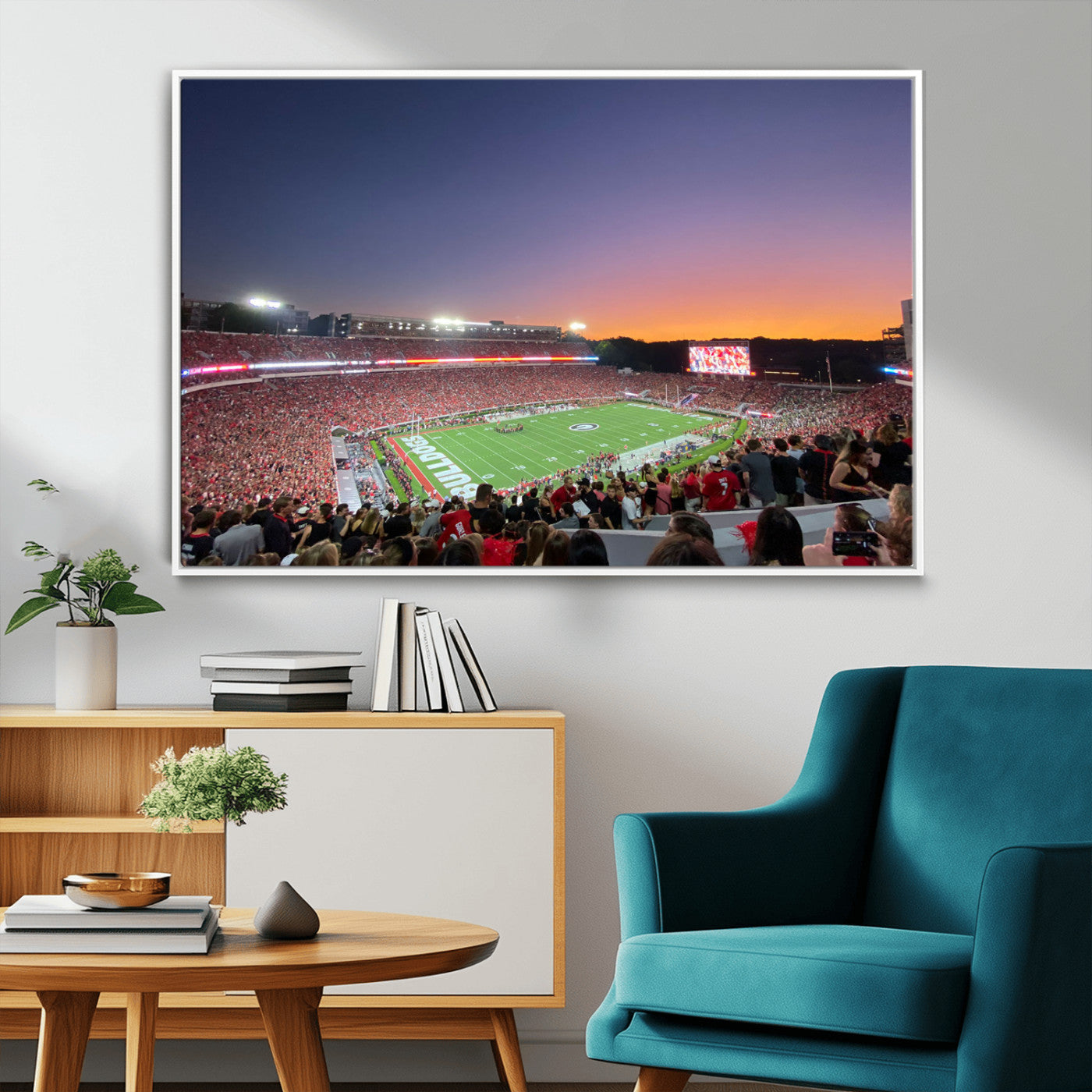 25139565-MGV-FC-36X24_White-Sanford Stadium Wall Art – Georgia Bulldogs Football Sunset Panorama Canvas Print, College Game Day Decor for Man Cave, Bar, or