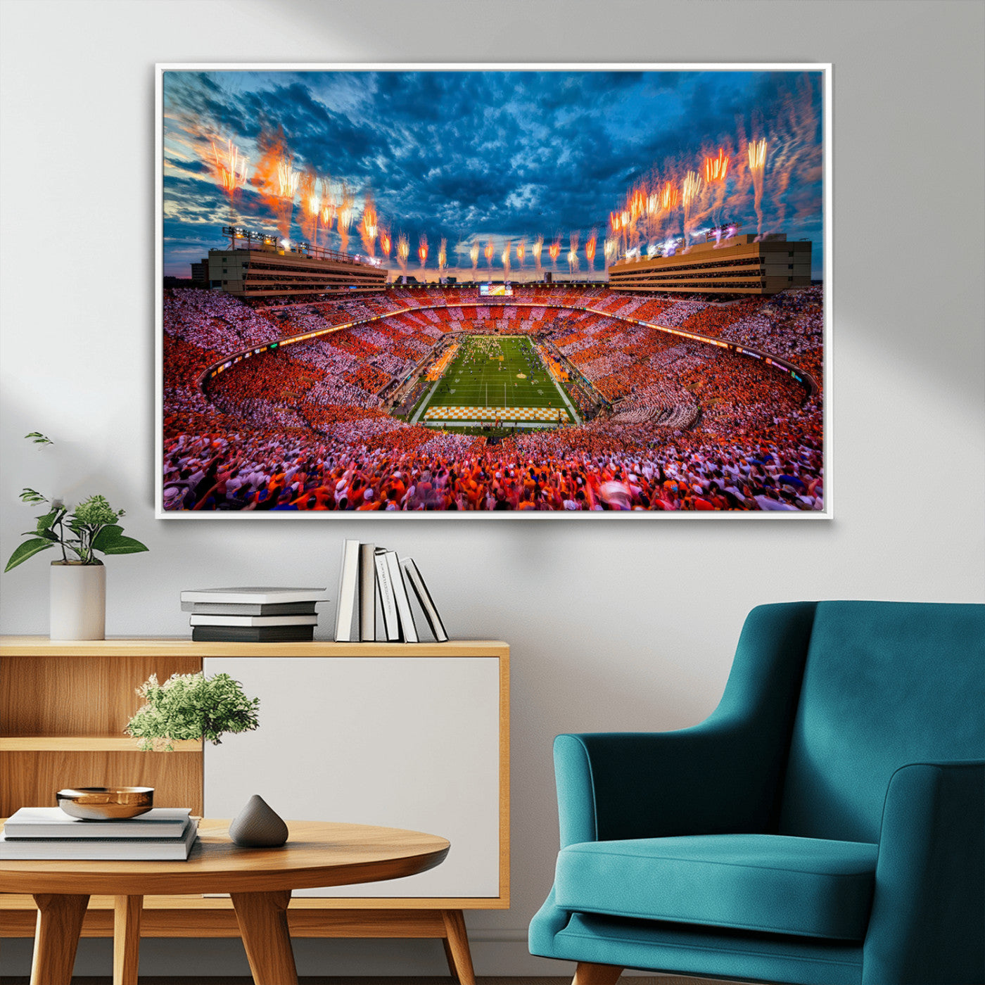 94266219-MGV-CV-36X24-Neyland Stadium Wall Art – Tennessee Volunteers Checkerboard Game Day Canvas Print, College Football Fireworks Decor for Man Cave
