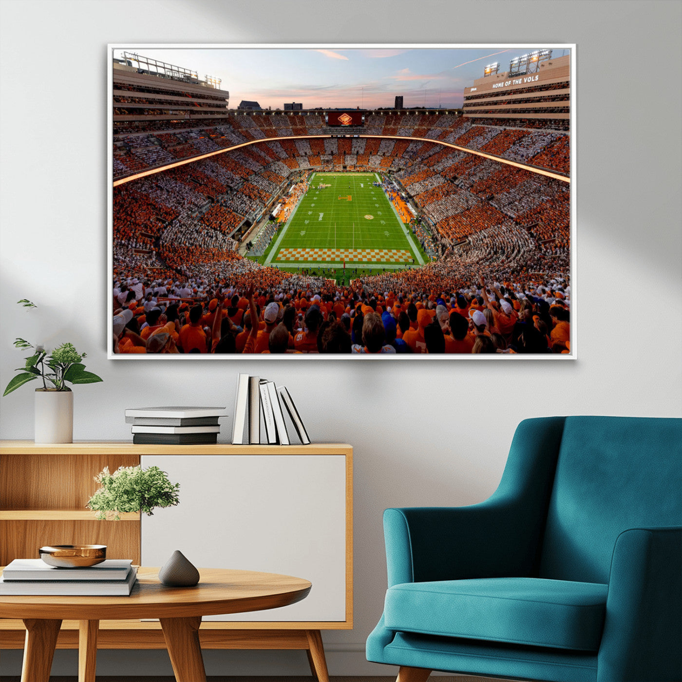 37160229-MGV-CV-36X24-Tennessee Volunteers Wall Art – Neyland Stadium Sunset Checkerboard Game Canvas Print, Vols Football Panorama Sports Decor