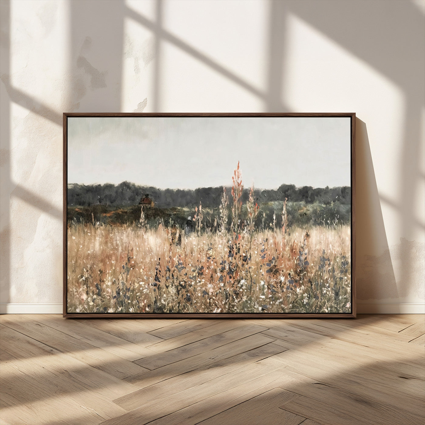 46308-MGV-CV-36X24-Wildflower Field Wall Art – Rustic Meadow Landscape Canvas Print, Country Nature Decor for Living Room, Bedroom or Farmhouse