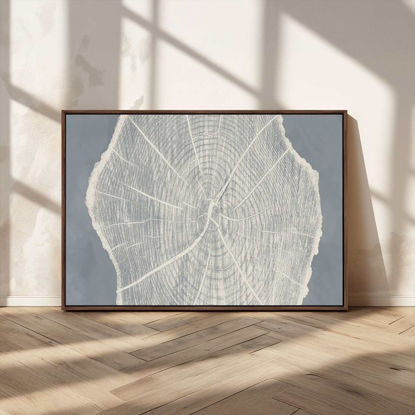 25547-MGV-CV-36X24-Tree Ring Wall Art Canvas Print, Framed Linocut Tree Ring Art Picture Print, Wood Texture Perfect Minimalist Farmhouse Decor