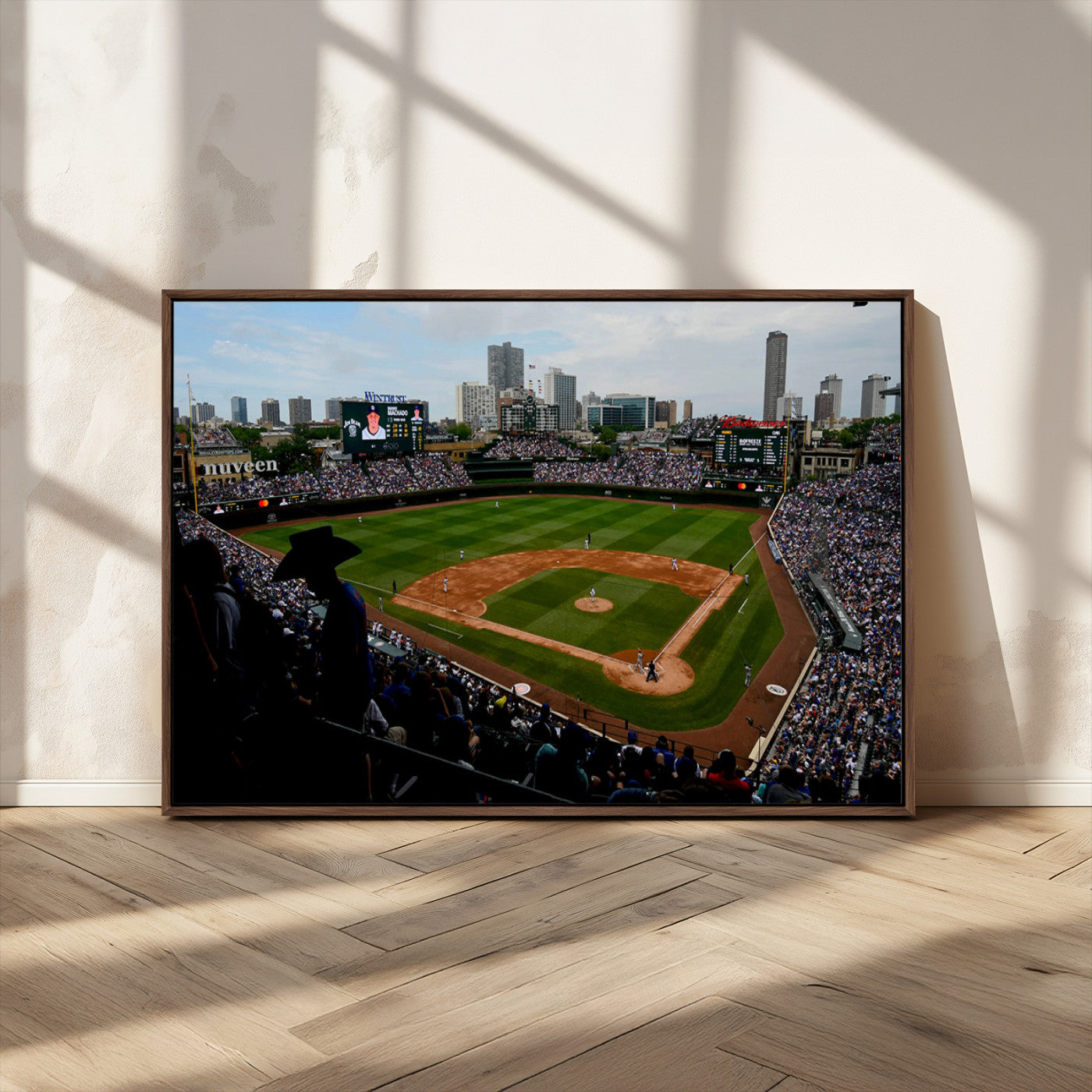 34859-MGV-CV-36X24-Wrigley Field Wall Art Canvas Print, Framed Chicago Cubs Stadium Art Picture Print, Wrigley Stadium Field Perfect Sport Room Decor
