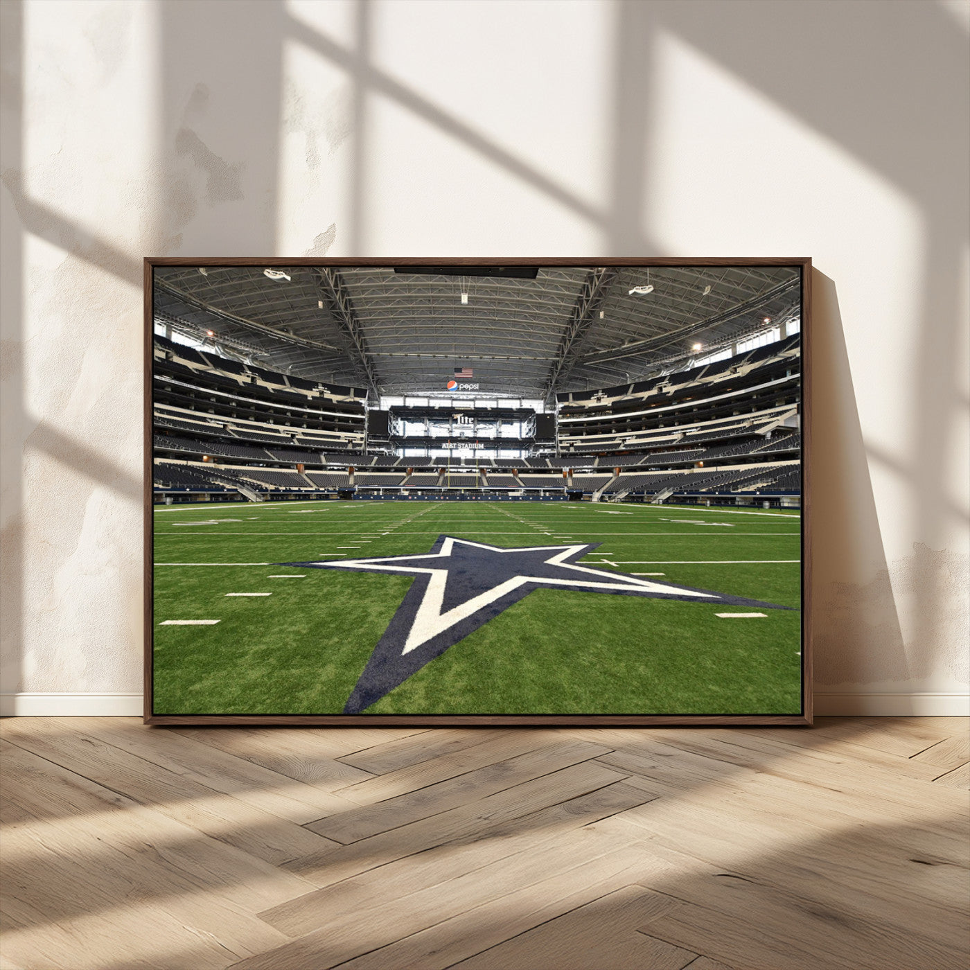 14834-MGV-CV-36X24-Dallas Att Stadium Wall Art Canvas Print, Framed Texas NFL Stadium Art Picture Print, American Football Stadium Perfect Sports