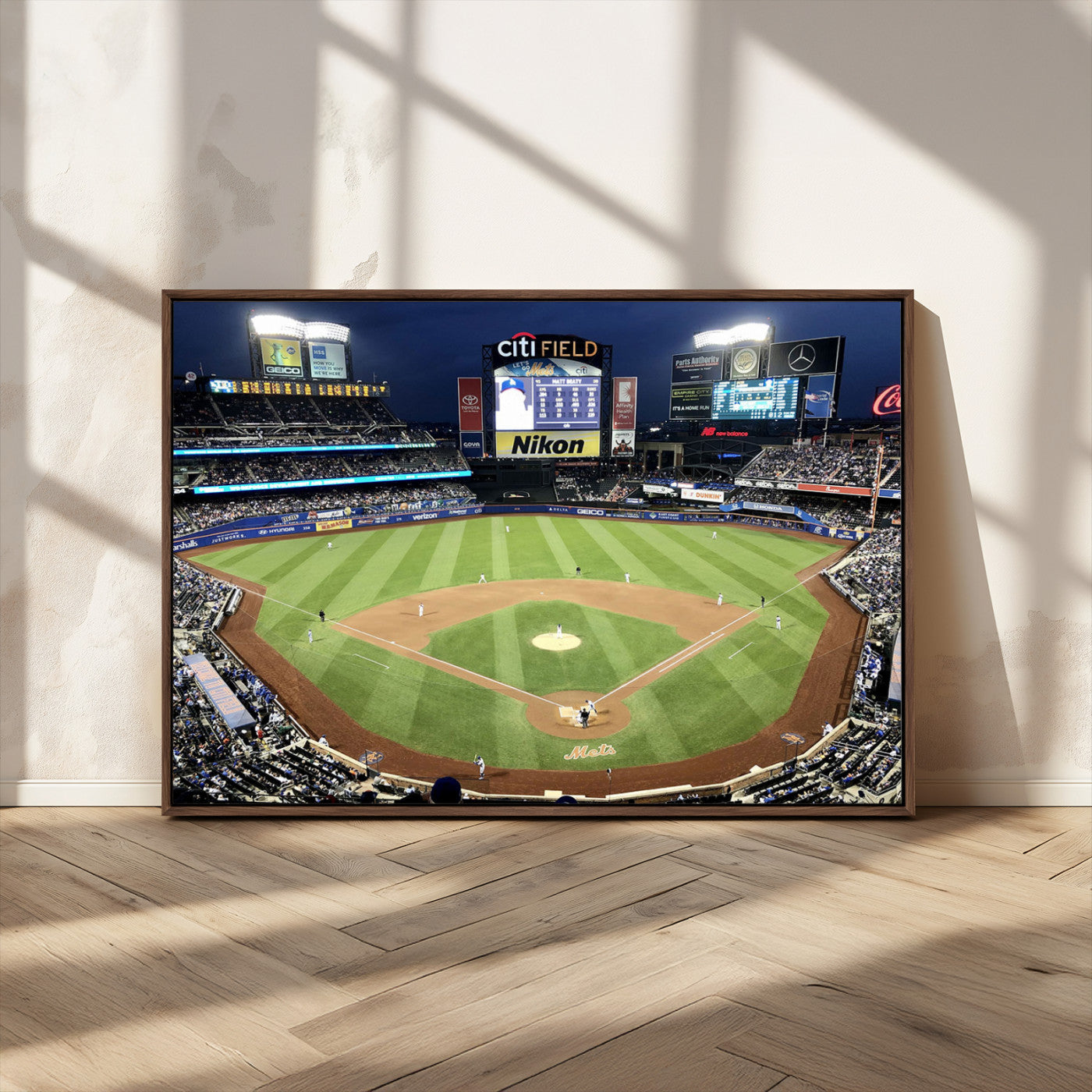87666-MGV-CV-36X24-City Field Stadium Wall Art Canvas Print, Framed New York Stadium Art Picture Print, Citi Field Stadium Perfect Sport Room Decor