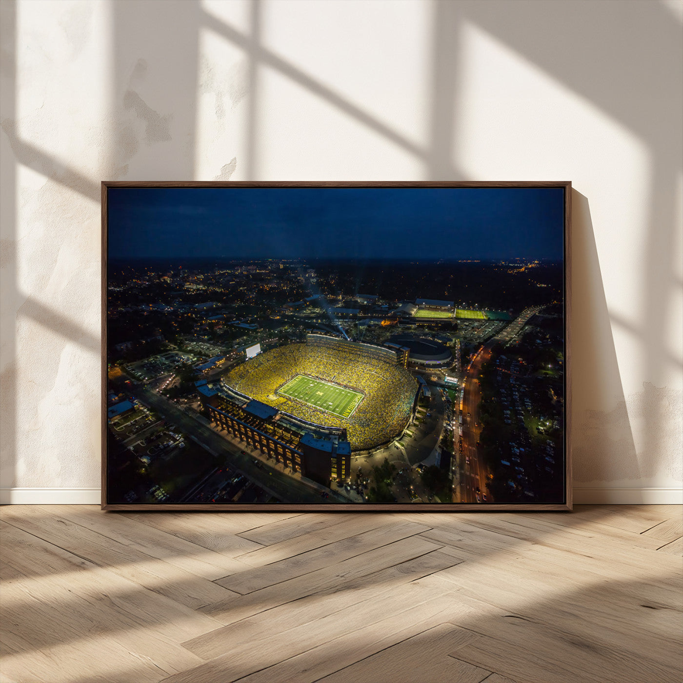 52519-MGV-CV-36X24-Michigan Football Stadium Wall Art Canvas Print, Framed Michigan Stadium Art Picture Print, Michigan Wolverines Field Perfect