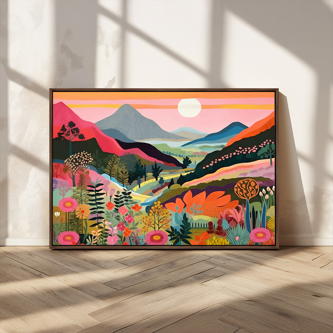 61376-MGV-CV-36X24-Floral Valley Wall Art – Panoramic Mountain Landscape Canvas Print, Vibrant Nature Decor for Living Room, Office, or Bedroom