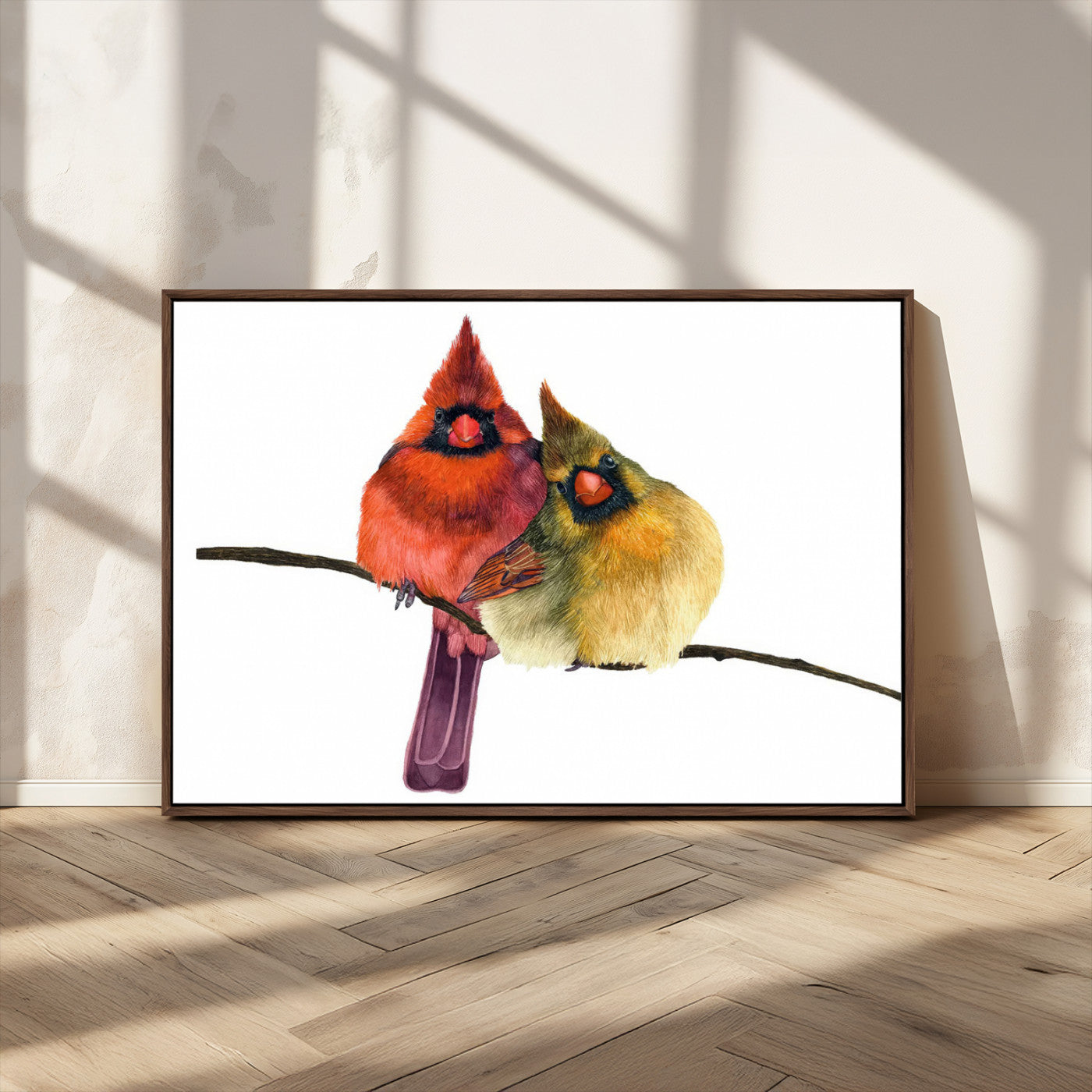 67752-MGV-CV-36X24-Cardinal Couple Wall Art – Male and Female Cardinal Canvas Print, Romantic Bird Artwork for Nature Lovers, Living Room, Bedroom,
