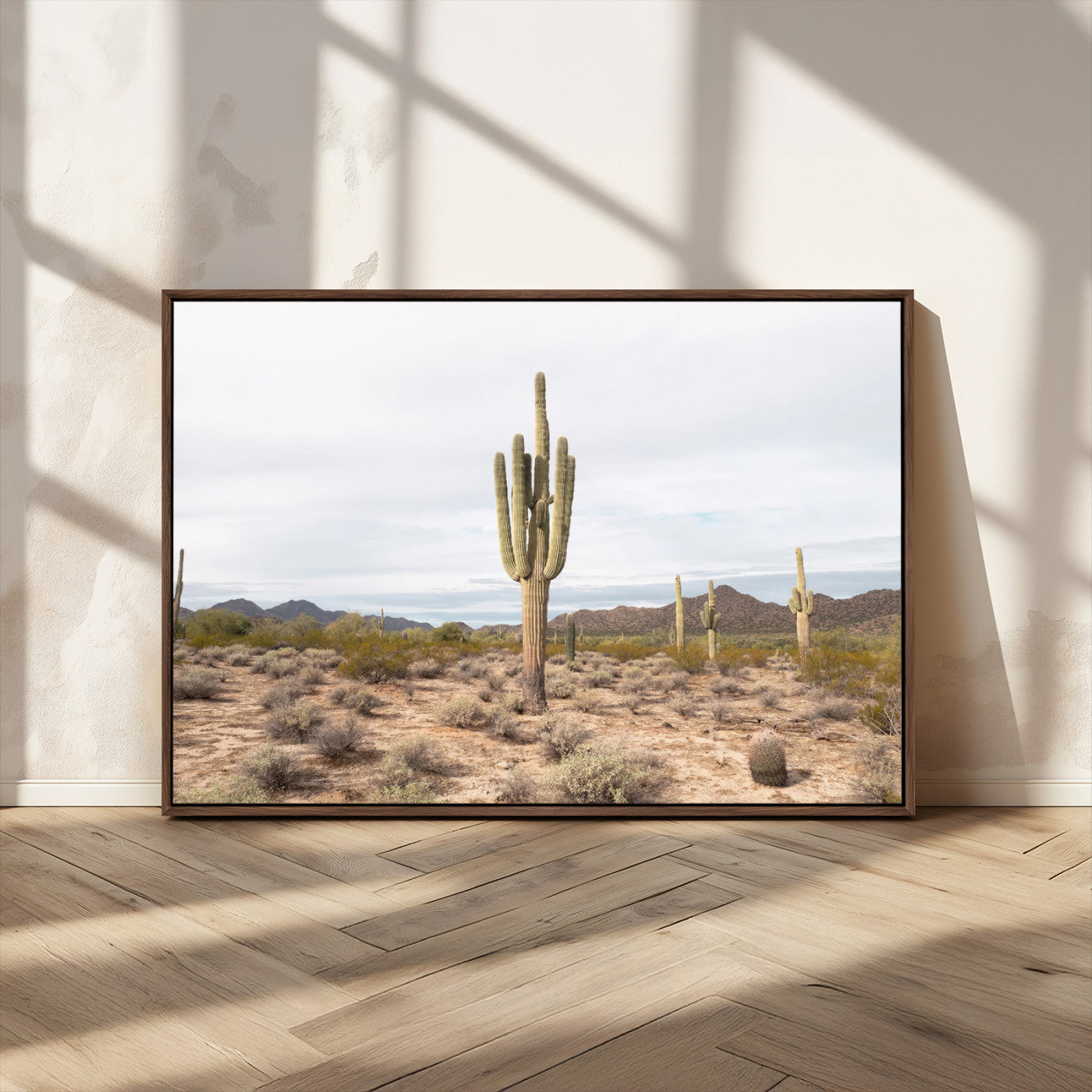 96147924-MGV-CV-36X24-Saguaro Cactus Wall Art Canvas Print, Framed Desert Cactus Art Picture Print, Earthy Desert Perfect Southwestern Boho Decor