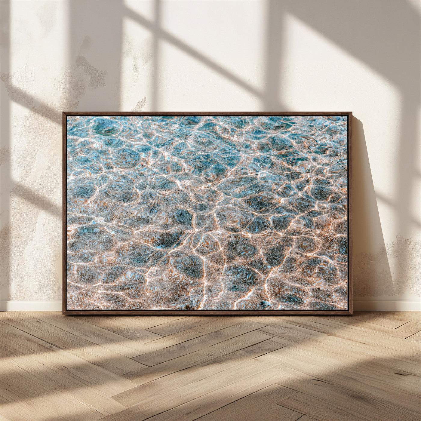 26580287-MGV-CV-36X24-Clear Water Wall Art Canvas Print, Framed Sunlit Ripples Art Picture Print, Ocean Texture Perfect Modern Coastal Decor Artwork