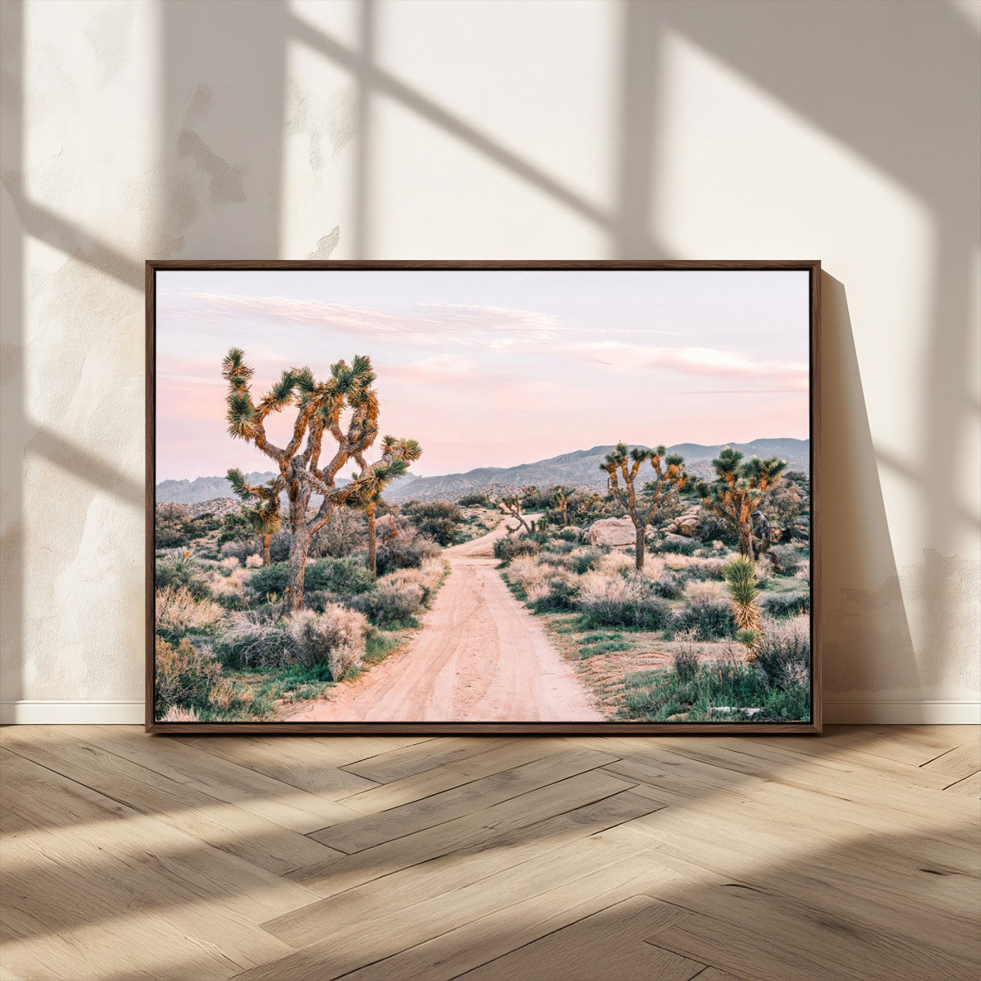 12540952-MGV-CV-36X24-Joshua Tree Park Wall Art Canvas Print, Framed Desert Road Art Picture Print, Sunset Drive Perfect Southwestern Boho Decor Artwork