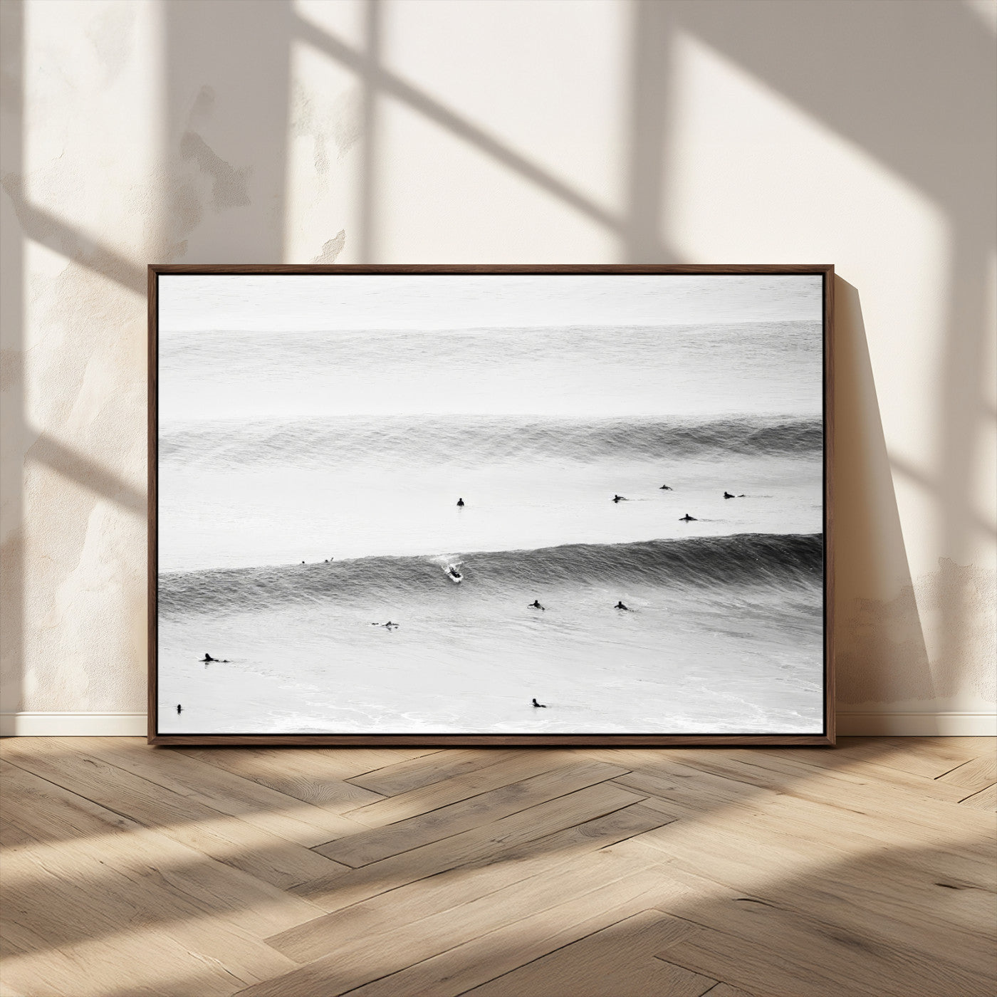 54291445-MGV-CV-36X24-Black White Ocean Wall Art Canvas Print, Framed Coastal Sport Art Picture Print, Ocean Culture Perfect Minimalist Coastal Decor