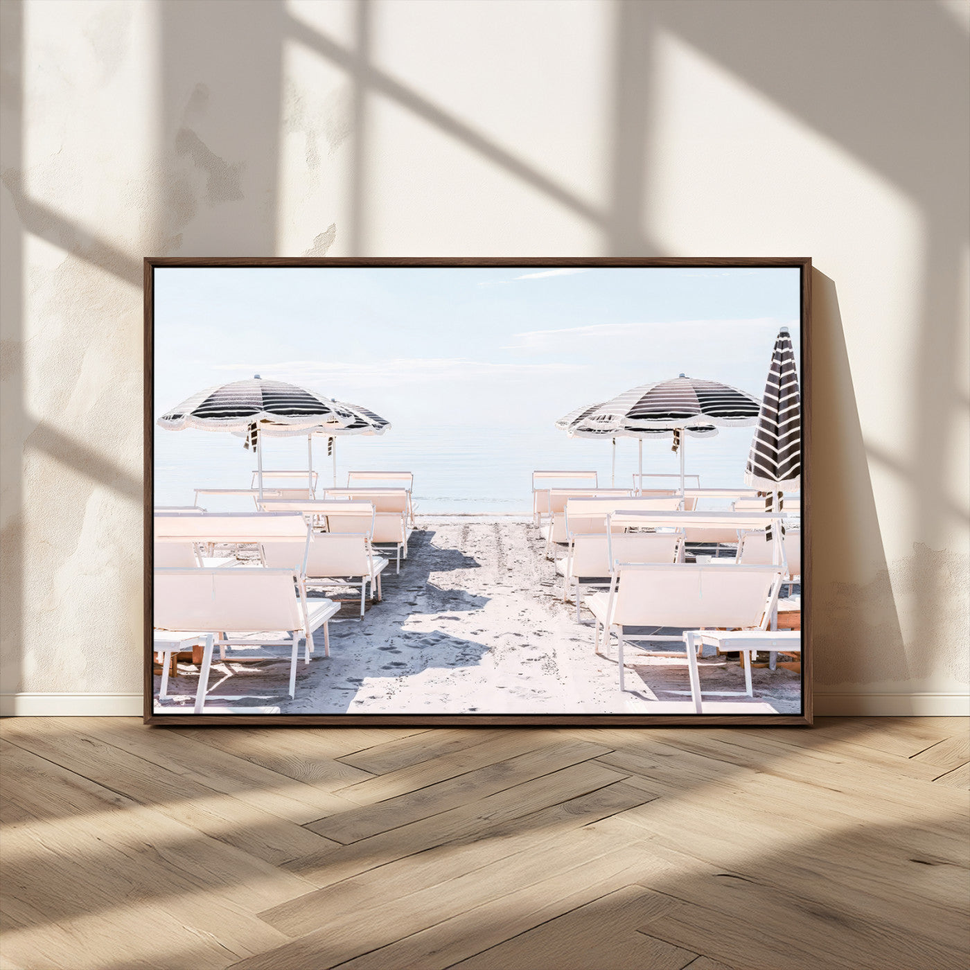 67623952-MGV-CV-36X24-Minimalist Beach Wall Art Canvas Print, Framed Pastel Sand Art Picture Print, Beach Aesthetic Perfect Coastal Minimalist Decor