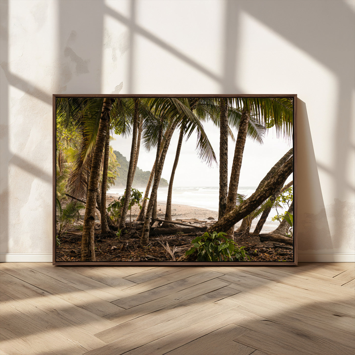92093951-MGV-CV-36X24-Tropical Jungle Wall Art Canvas Print, Framed Palm Tree Forest Art Picture Print, Coastal Escape Perfect Jungle Retreat Decor