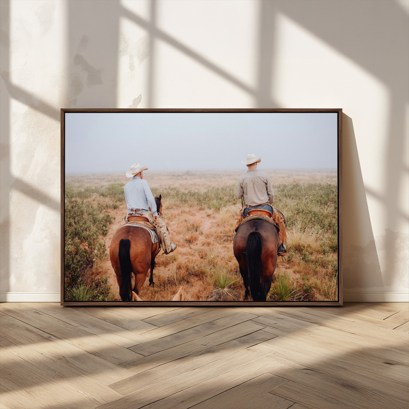 54943176-MGV-CV-36X24-Cowboy Wall Art Wall Art Canvas Print, Framed Western Canvas Art Picture Print, Rustic Ranch Scene Perfect Rustic Western Decor