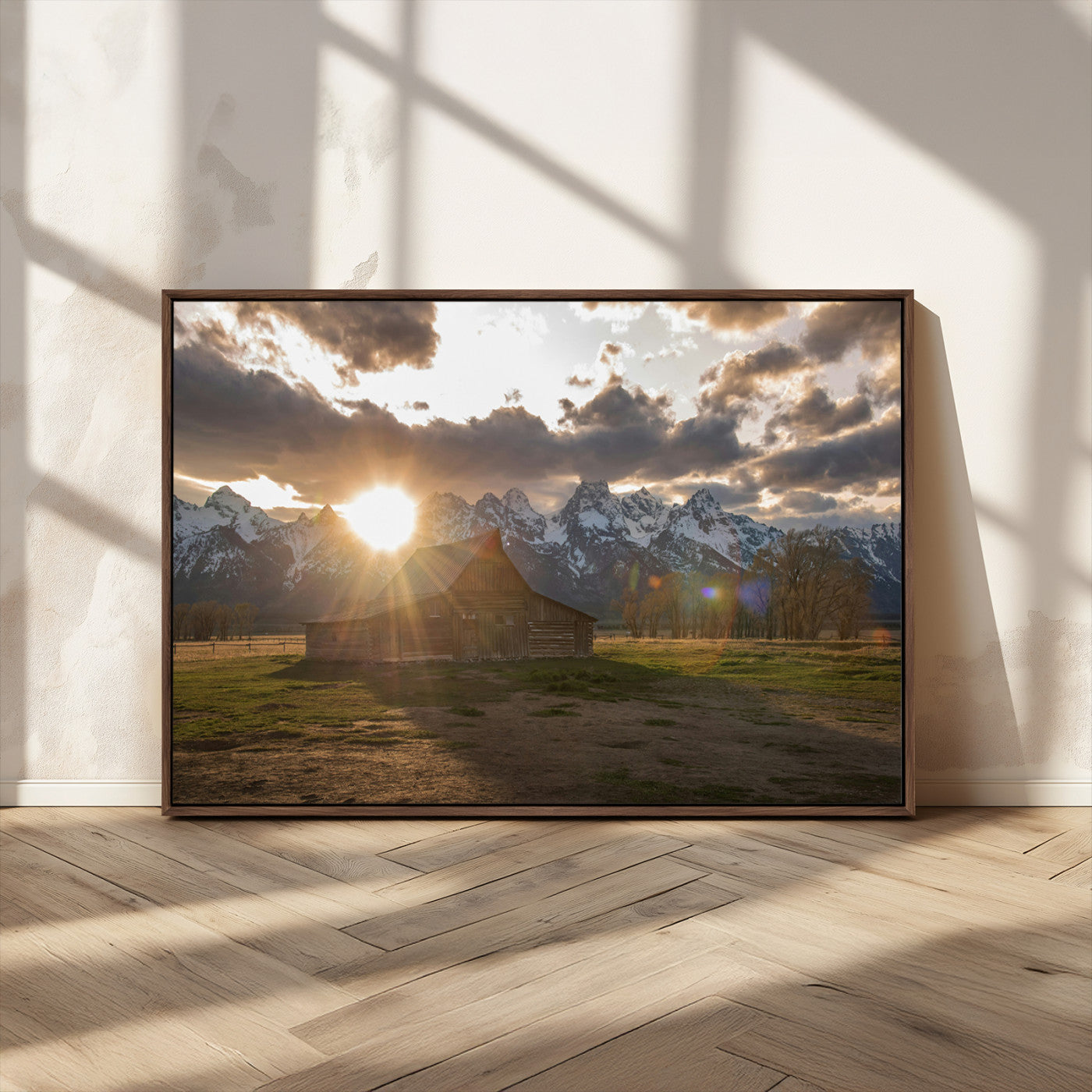 52555760-MGV-CV-36X24-Snowy Peaks Wall Art Canvas Print, Framed Nature Escape Art Picture Print, Rustic Charm Perfect Rustic Western Decor Artwork