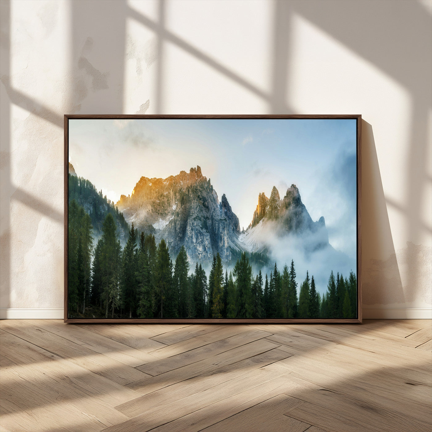 21145440-MGV-CV-36X24-Wilderness Wall Art Wall Art Canvas Print, Framed Nature Landscape Decor Art Picture Print, Misty Forest Photography Perfect