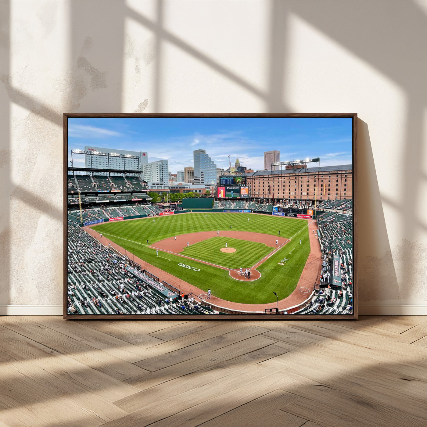 76426407-MGV-CV-36X24-Baseball Stadium Daytime – Panoramic Ballpark Canvas Wall Art, Sports Decor for Office, Man Cave, Game Room, Sports Bar, Baseball