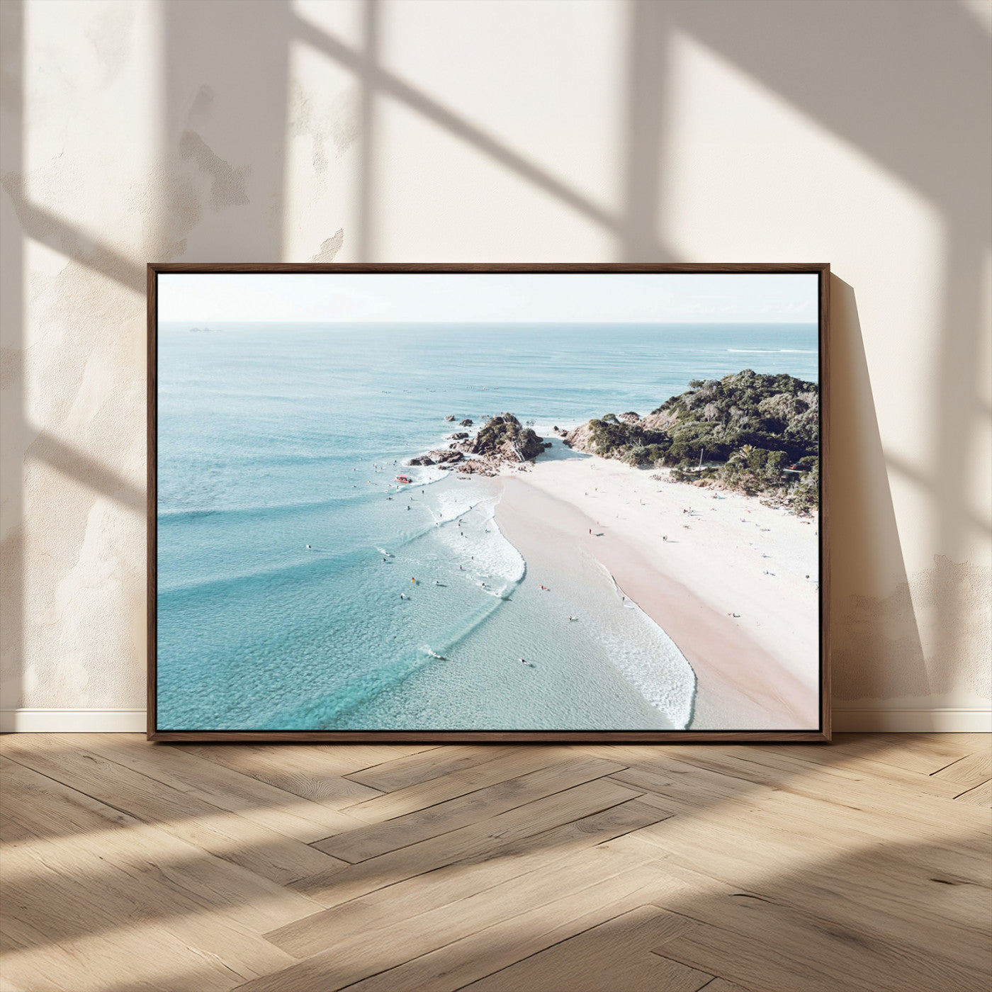 79395467-MGV-CV-36X24-Coastal Wall Art – Aerial Beach Canvas Print, Ocean Waves and Sandy Shore Photography Decor for Bedroom, Living Room, Office,