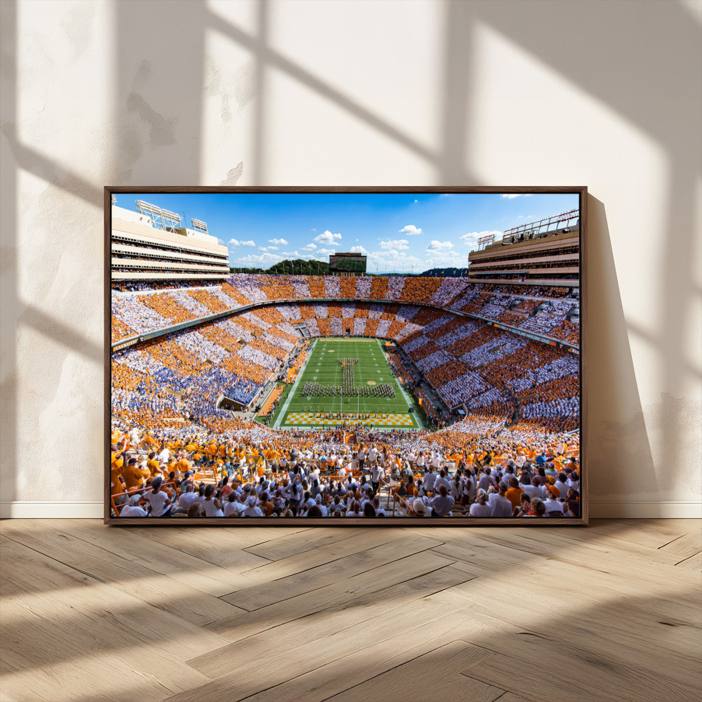 64238859-MGV-CV-36X24-Neyland Stadium Wall Art – Tennessee Volunteers Checkerboard Game Day Canvas Print, College Football Panorama Decor for Man Cave