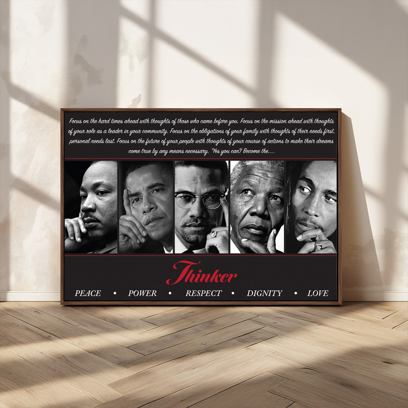 45112-MGV-CV-36X24-Black Icons Wall Art Canvas Print, Framed Thinker Art Picture Print, Motivational Quote Perfect Cultural Modern Decor Artwork