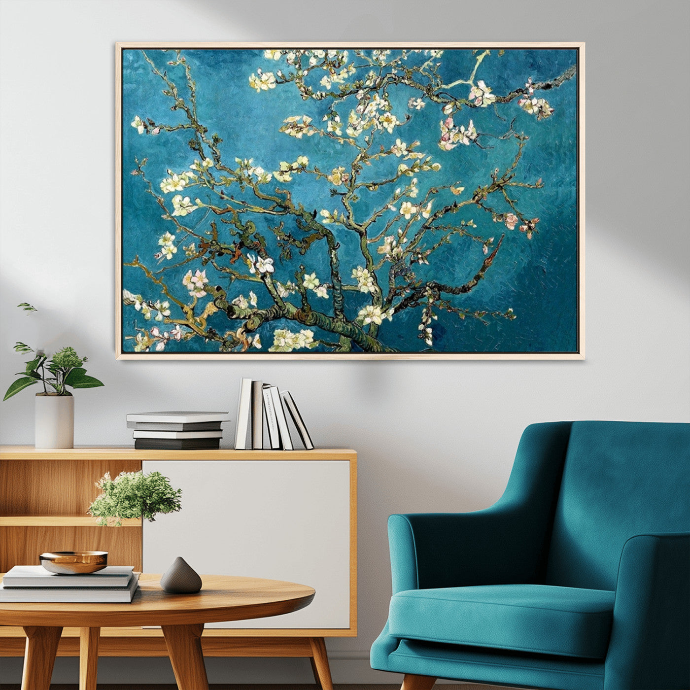 91714-MGV-CV-36X24-Almond Blossoms Wall Art – Handcrafted Van Gogh Inspired Floral Canvas Print, Beautiful Nature Decor for Living Room, Bedroom, or