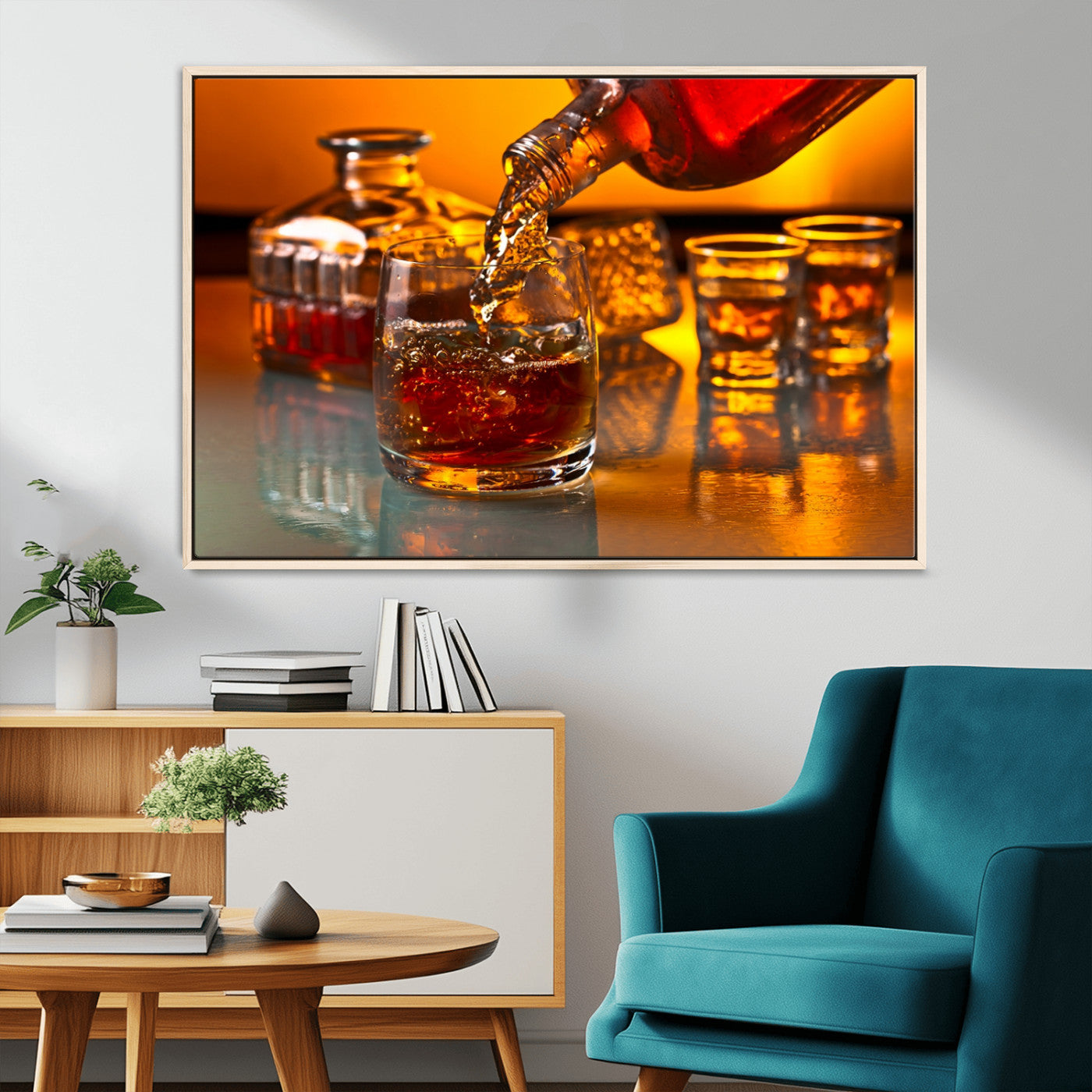 18250-MGV-CV-36X24-Whiskey Pour Wall Art – Captivating Whiskey Splash Canvas Print, Elegant Bar or Home Lounge Decor for Office, Man Cave or Living