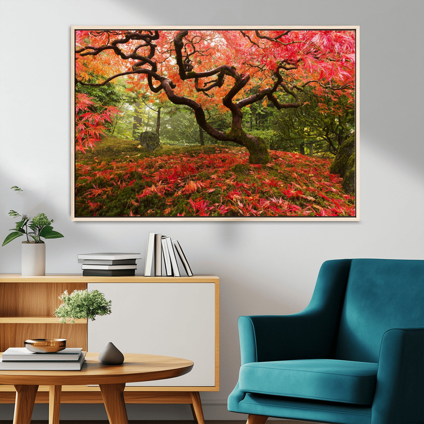 73343-MGV-CV-36X24-Autumn Maple Wall Art – Panoramic Vibrant Red Maple Tree Canvas Print, Seasonal Nature Decor for Office, Living Room or Garden