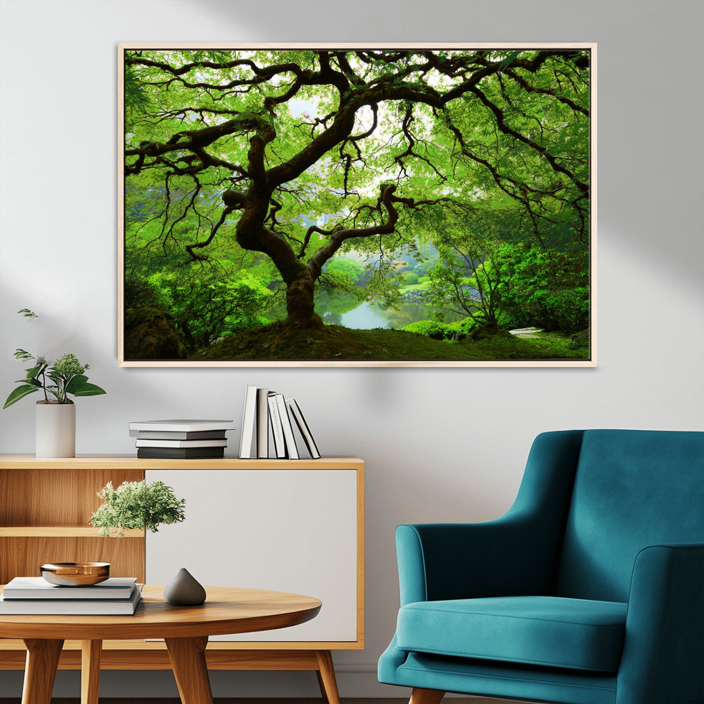 18094-MGV-FC-36X24_Natural-Emerald Canopy Wall Art – Panoramic Lush Green Tree Canvas Print, Serene Nature Decor for Office, Living Room or Meditation Space
