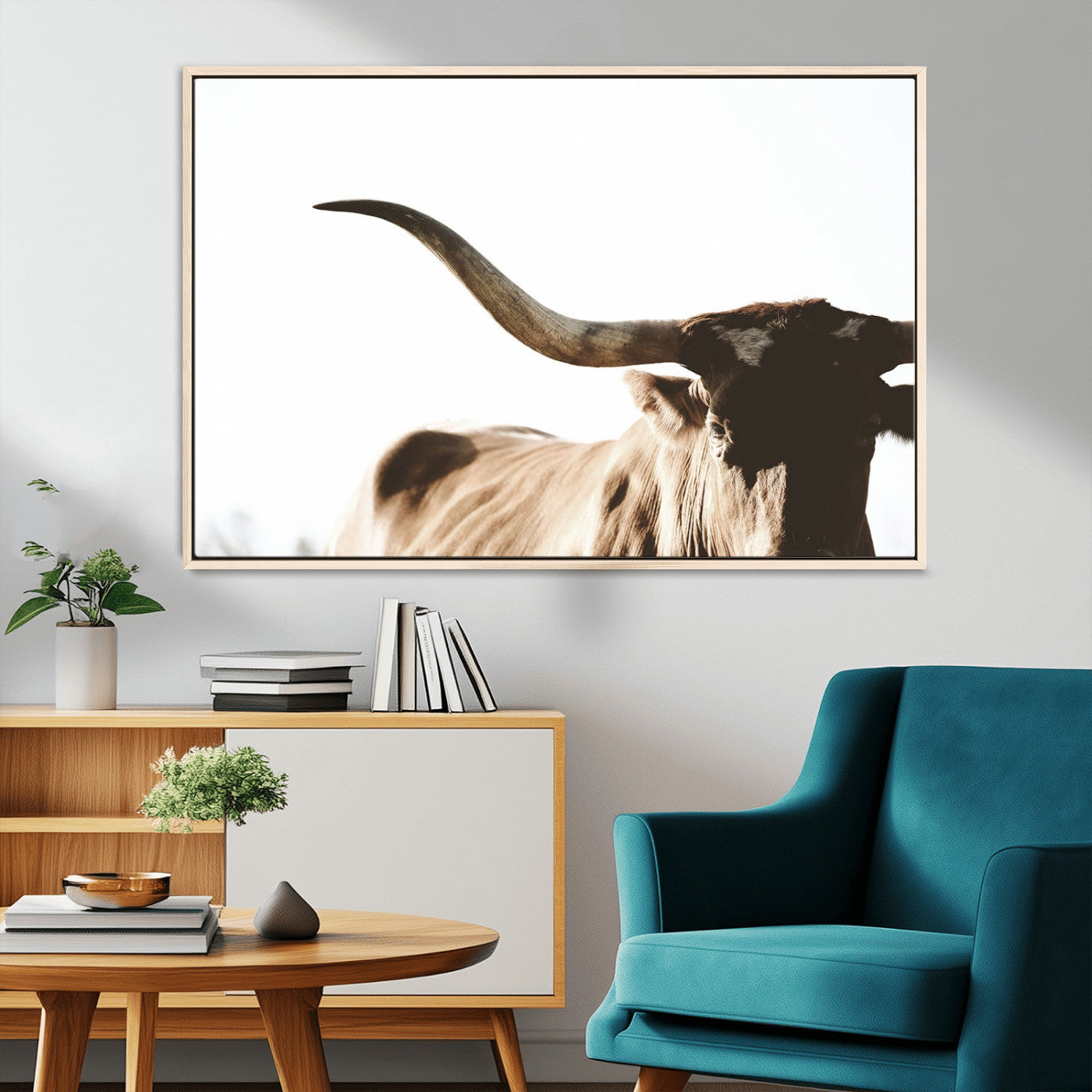 35866-MGV-CV-36X24-Texas Longhorn Wall Art – Rustic Western Bull Canvas Print, Farmhouse Animal Photography Decor for Living Room, Office, or Ranch