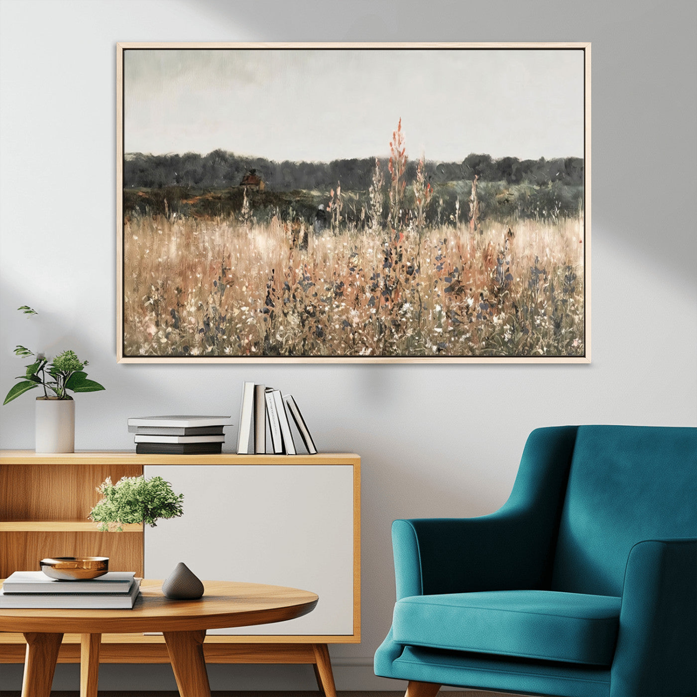 46308-MGV-CV-36X24-Wildflower Field Wall Art – Rustic Meadow Landscape Canvas Print, Country Nature Decor for Living Room, Bedroom or Farmhouse