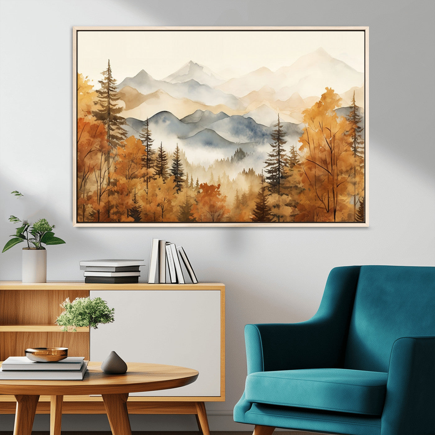 72950-MGV-CV-36X24-Autumn Mountain Forest Wall Art – Golden Fall Landscape Canvas Print, Nature-Inspired Home Decor for Living Room, Bedroom or